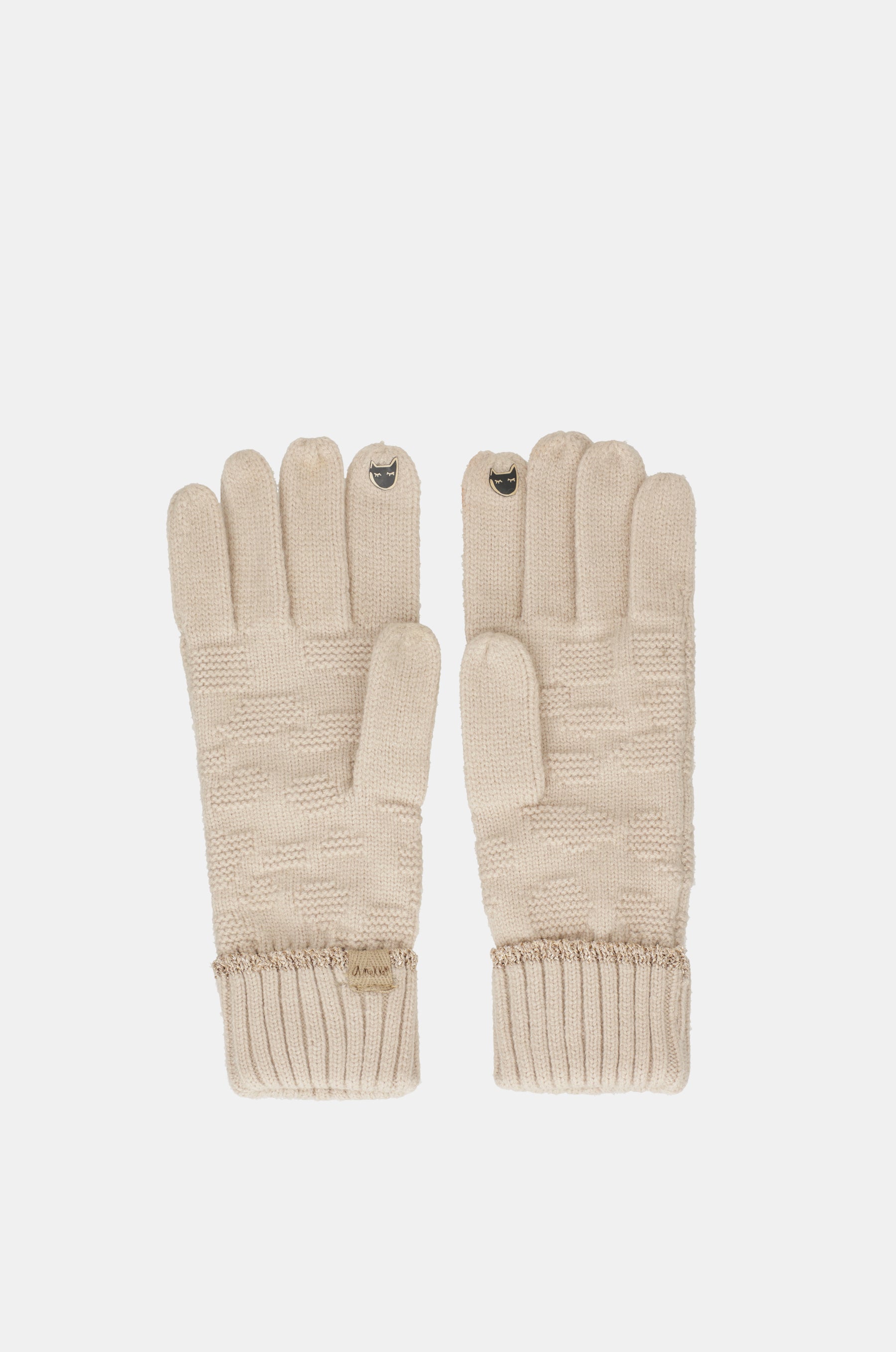 Guantes de punto beige