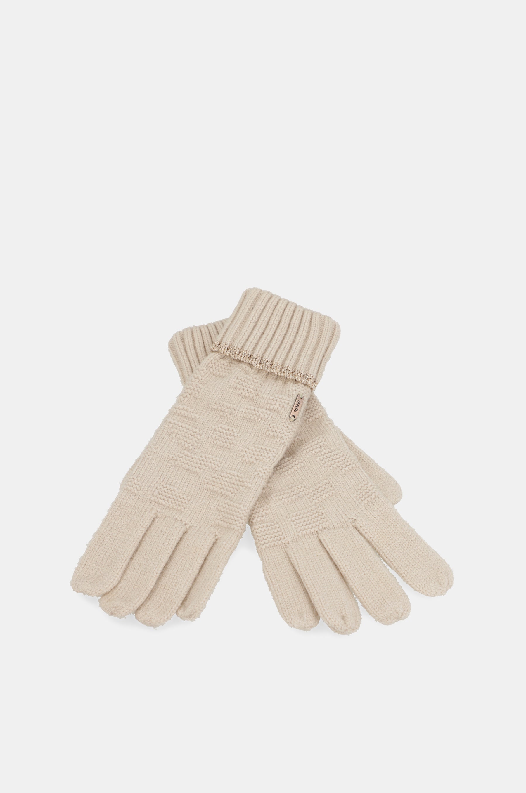 Guantes de punto beige