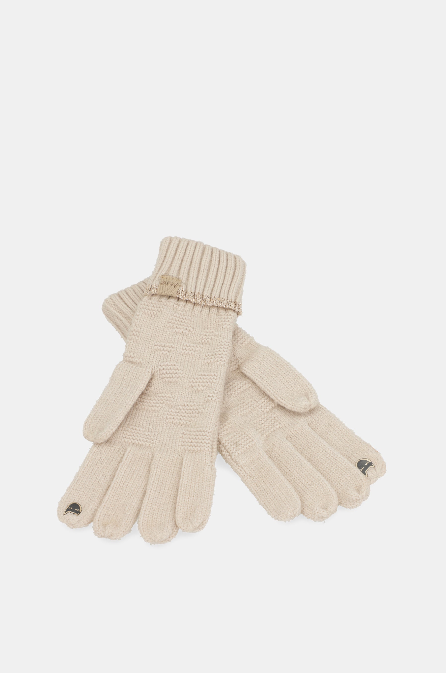 Guantes de punto beige