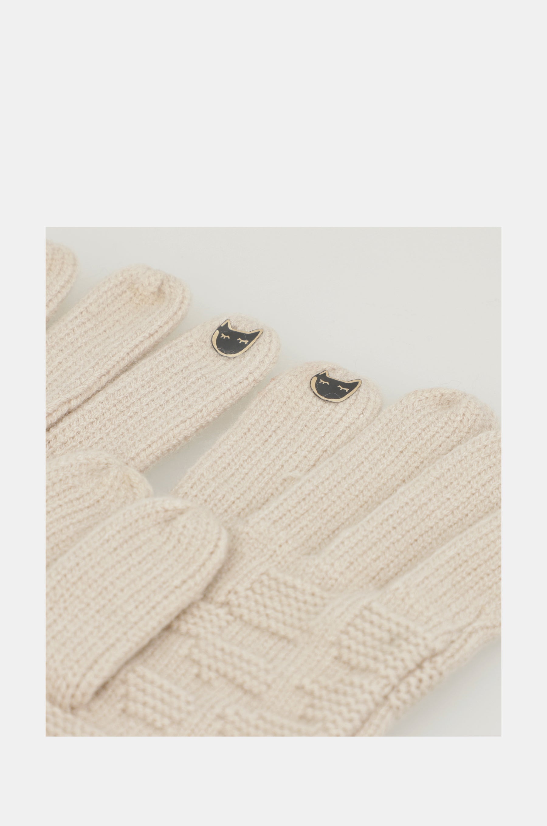 Guantes de punto beige