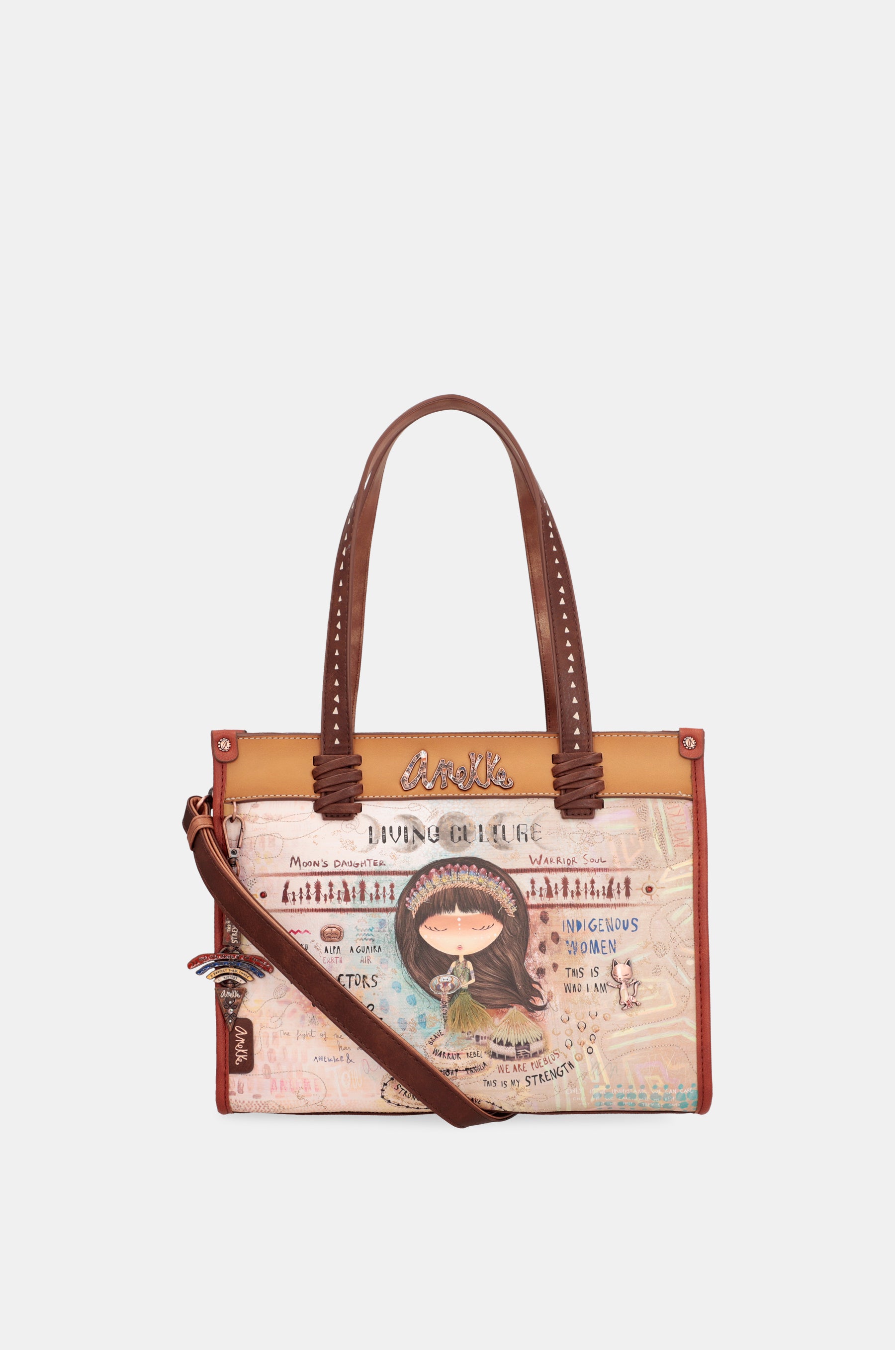 Bolso tote estampado con bandolera Menire