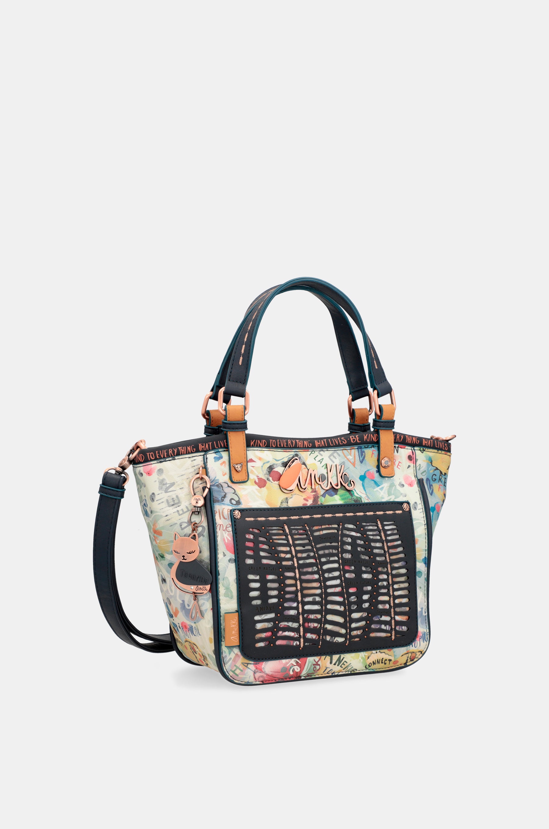 Bolso estampado azul marino Nature Pachamama