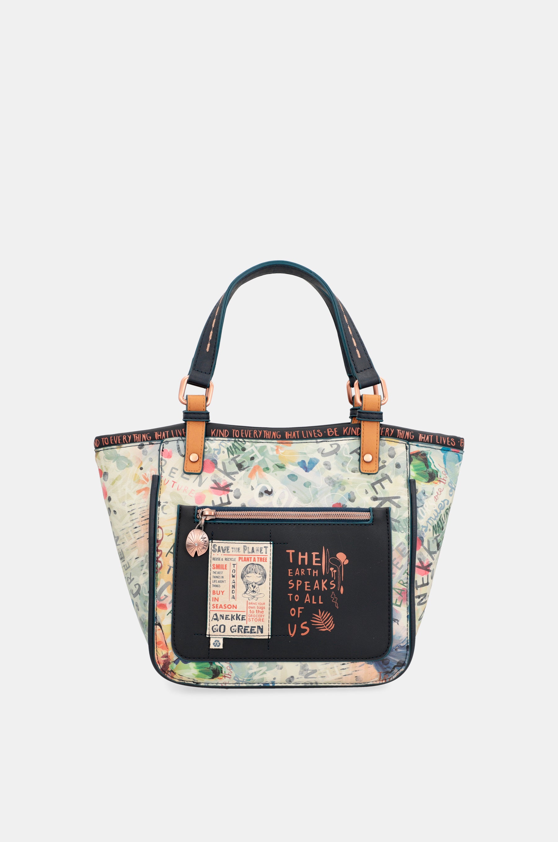 Bolso estampado azul marino Nature Pachamama