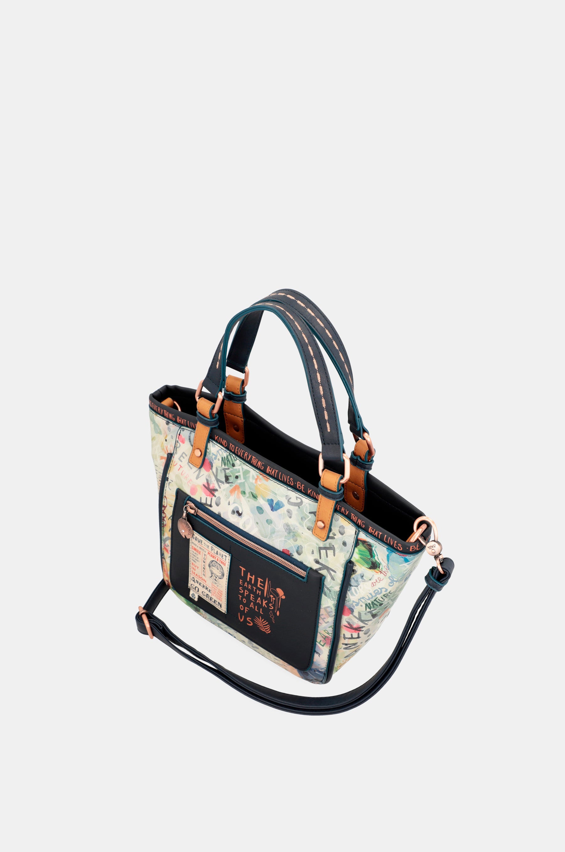 Bolso estampado azul marino Nature Pachamama