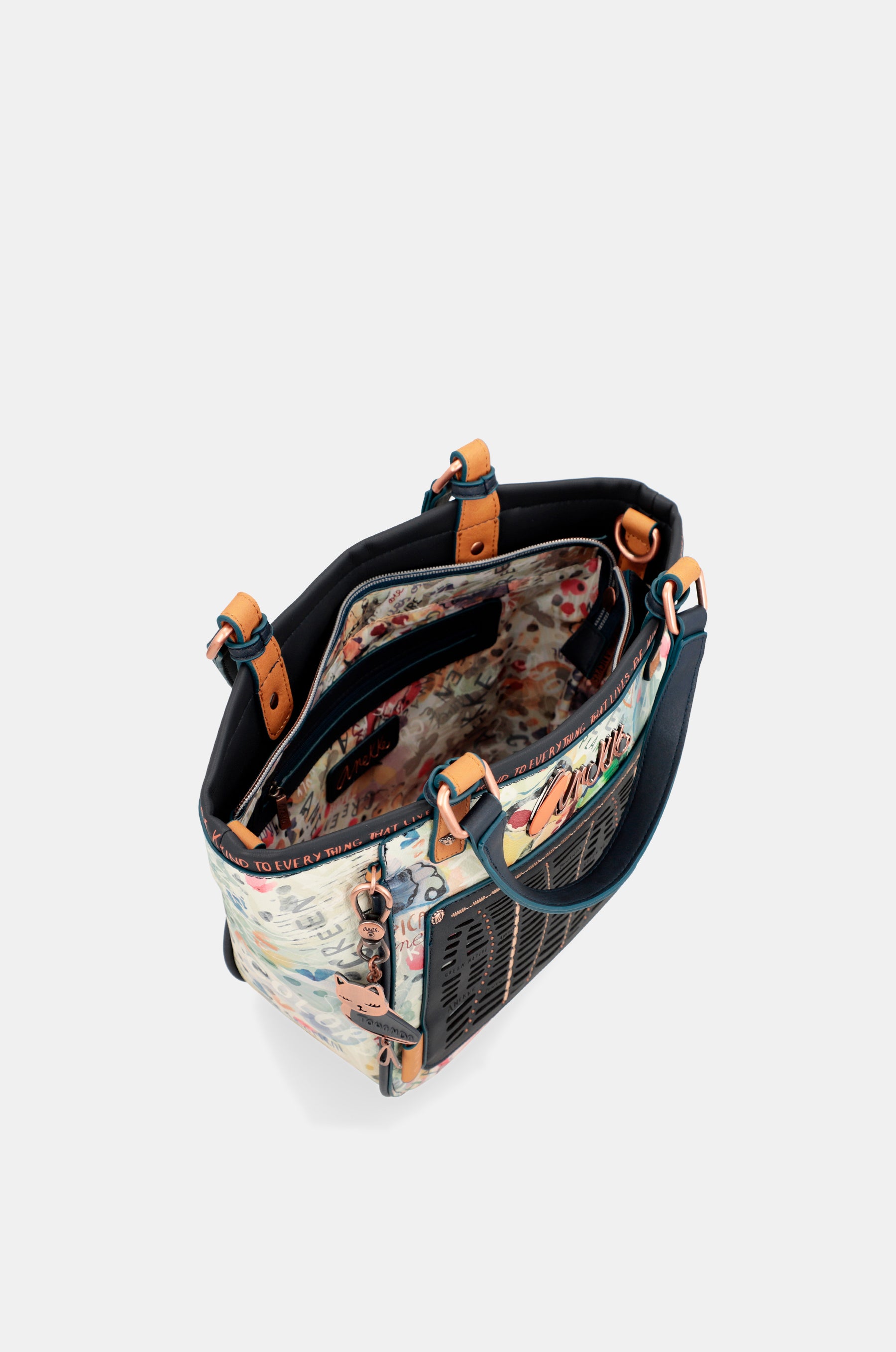 Bolso estampado azul marino Nature Pachamama