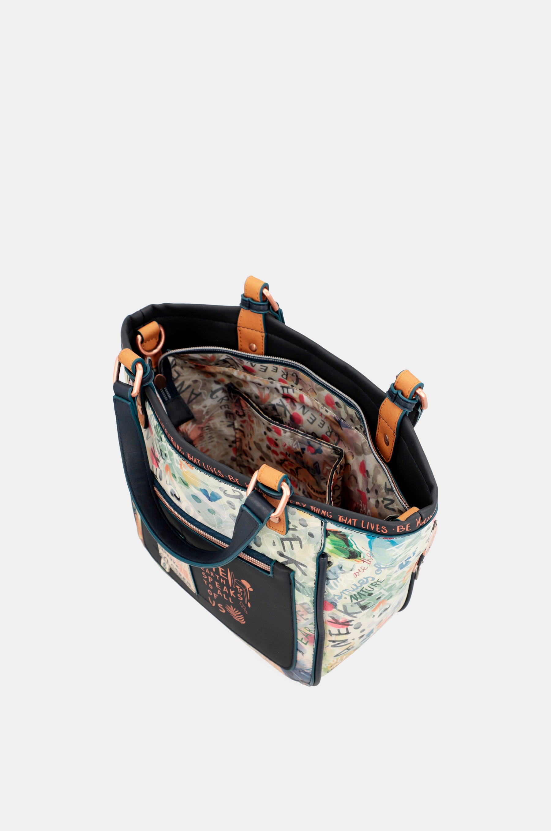 Bolso estampado azul marino Nature Pachamama