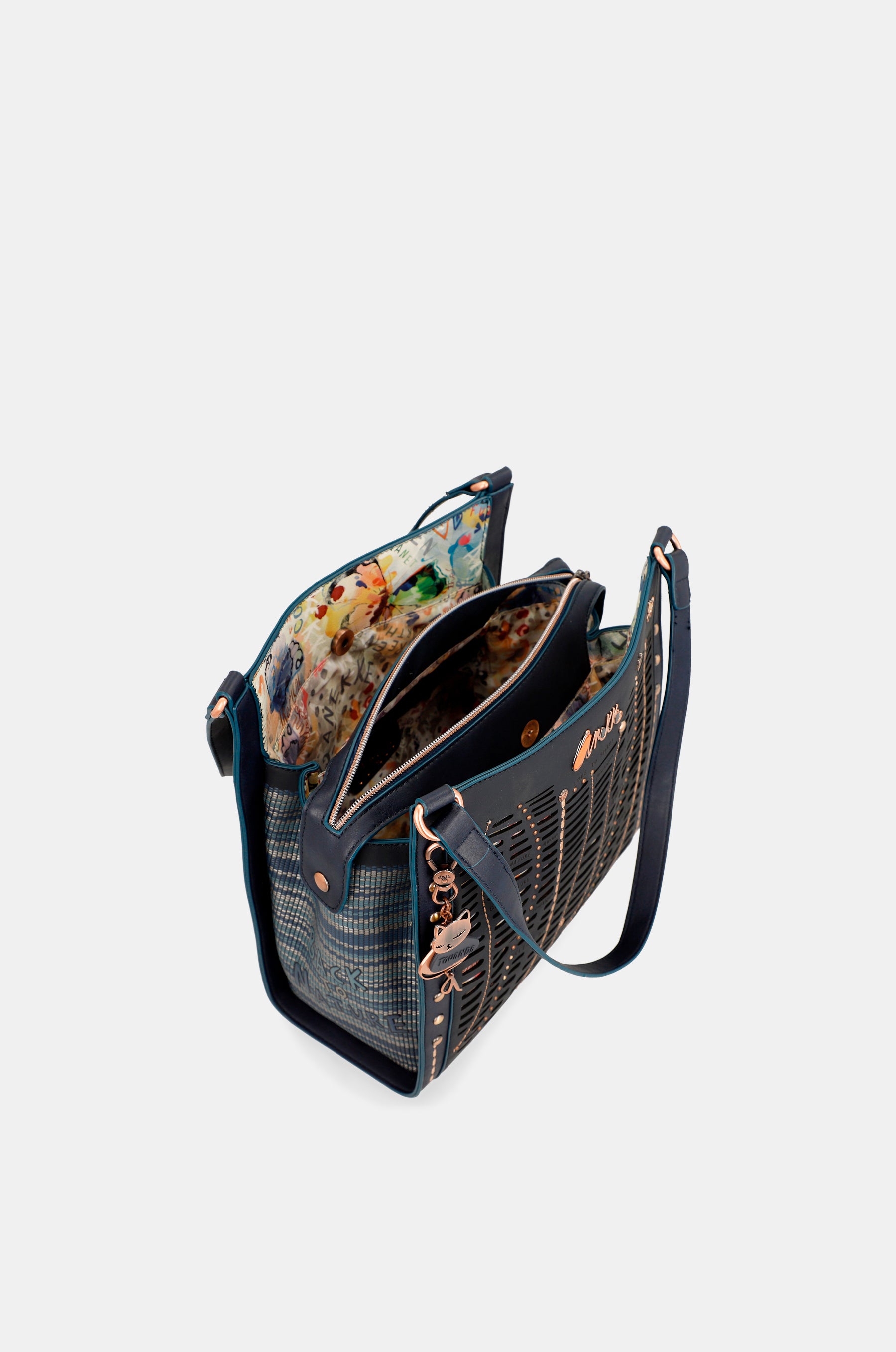 Bolso de hombro azul marino Nature Pachamama