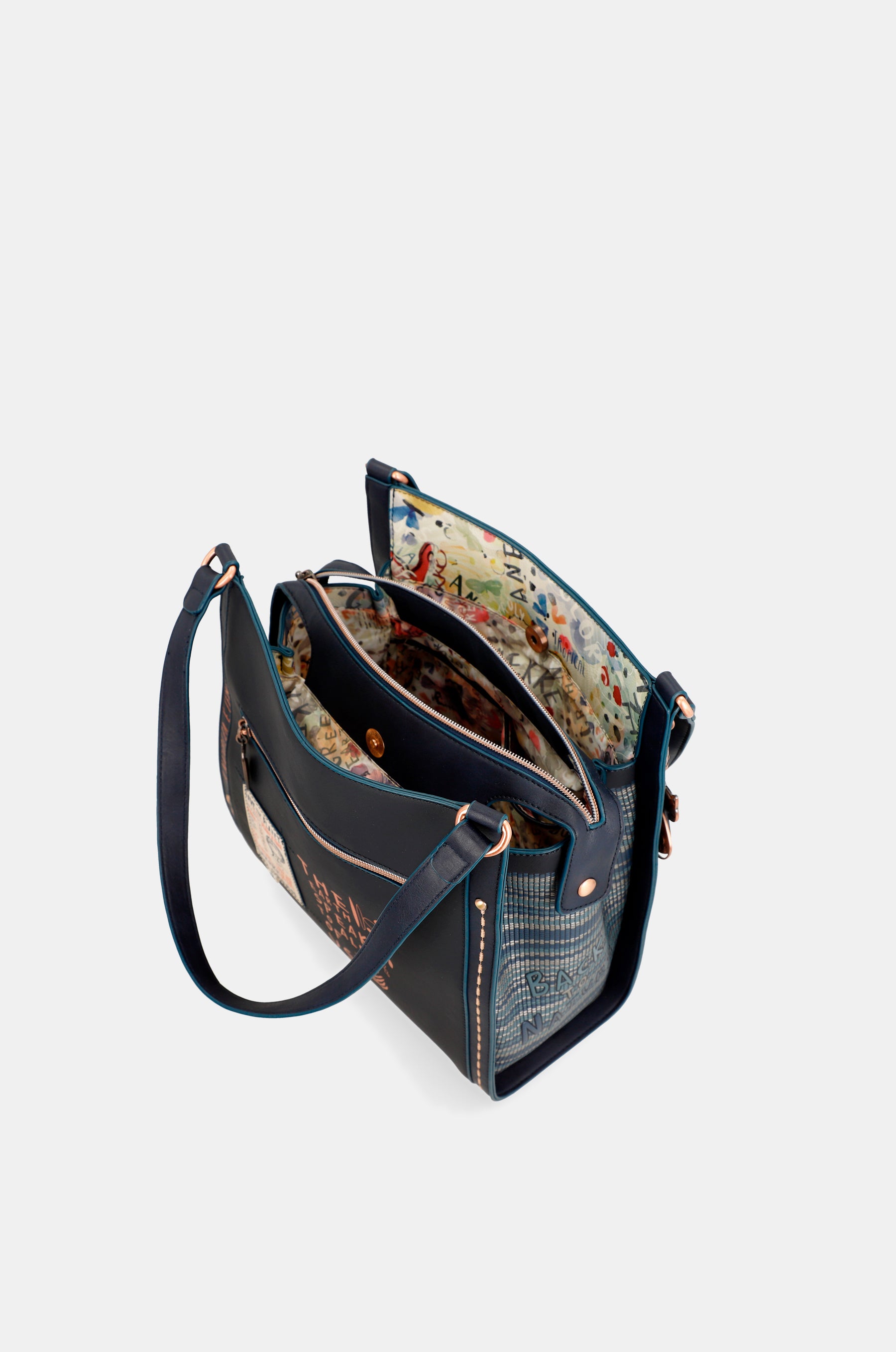 Bolso de hombro azul marino Nature Pachamama