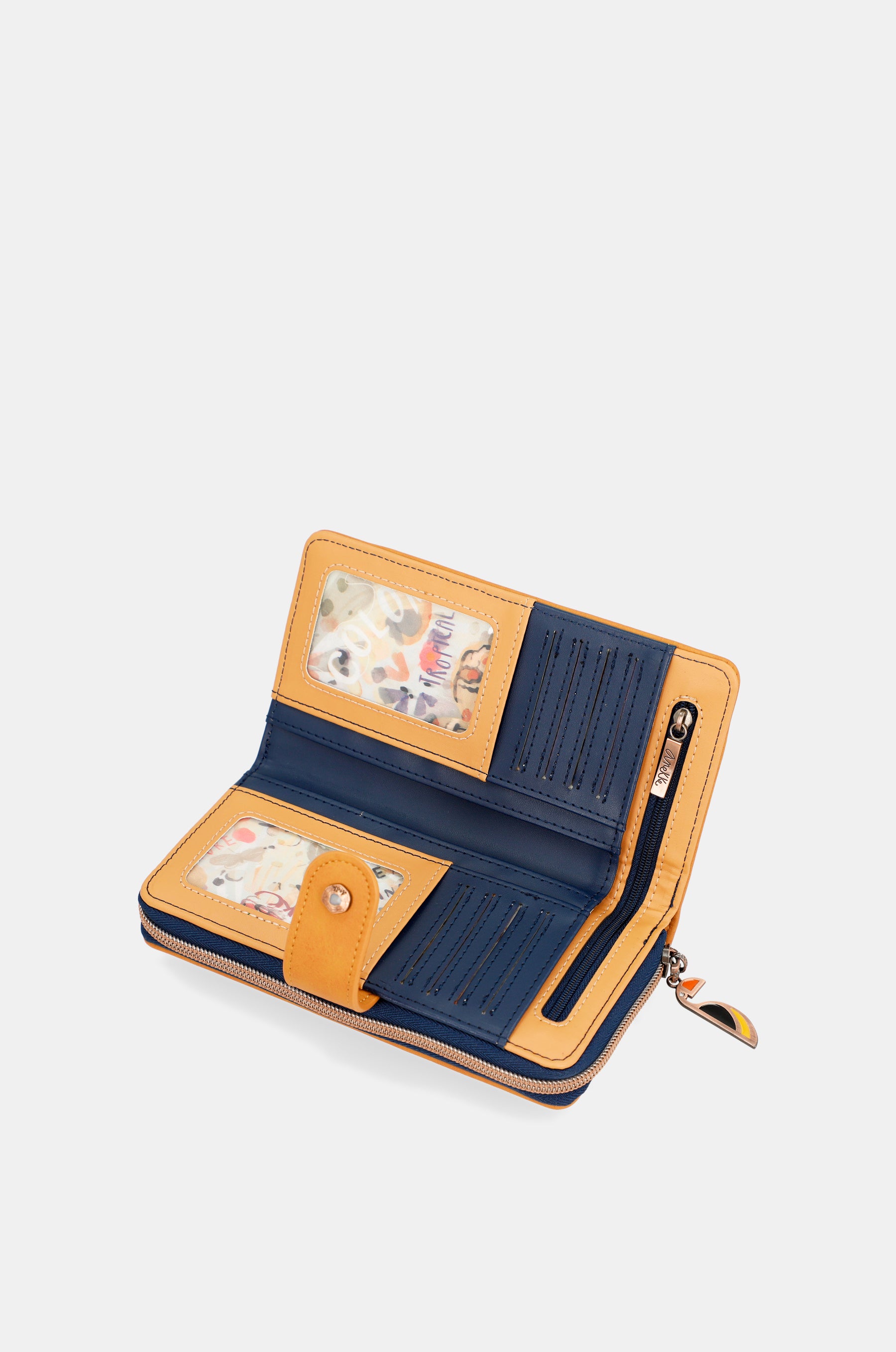 Billetero RFID grande azul marino Nature Pachamama