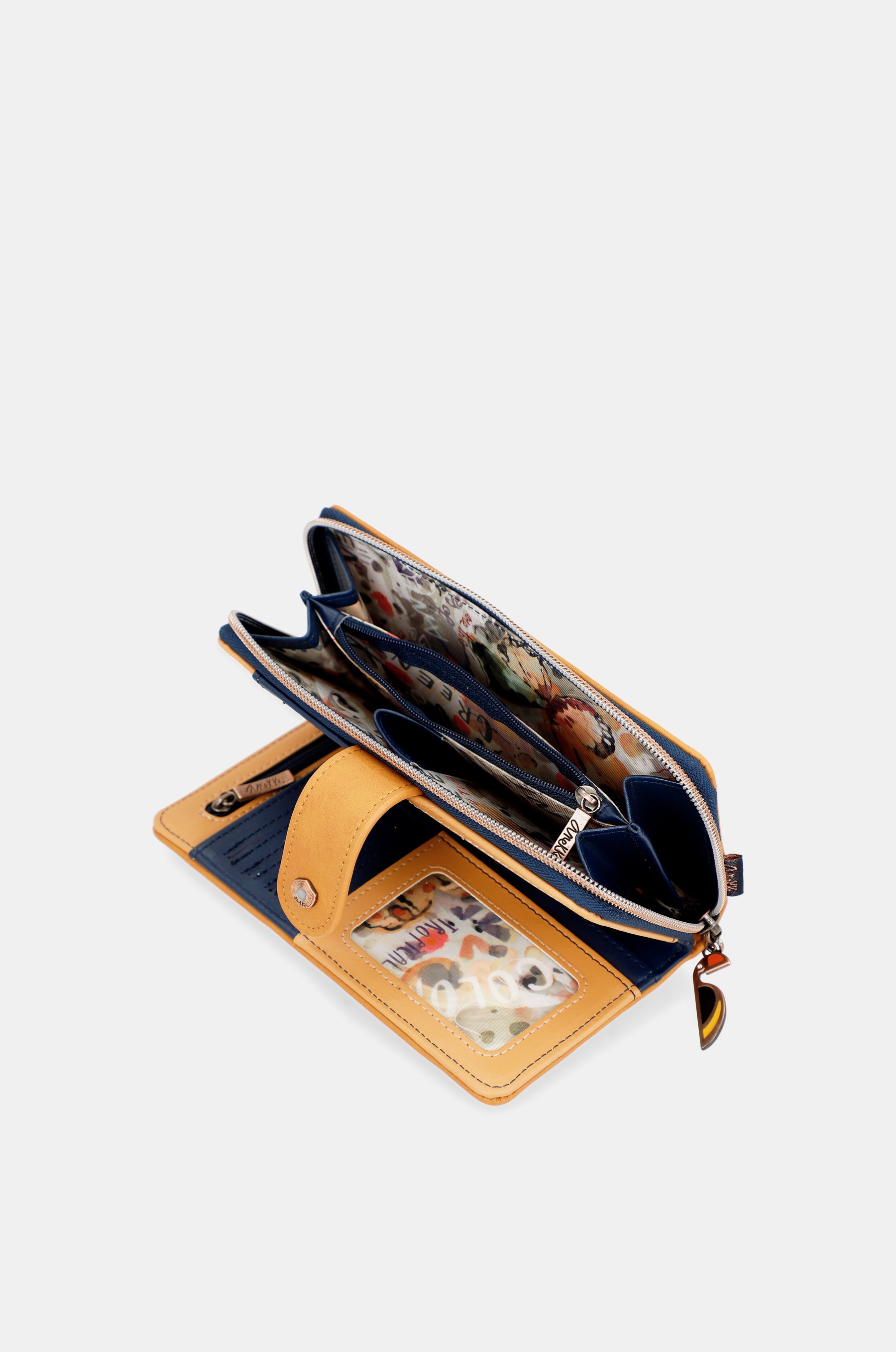 Billetero RFID grande azul marino Nature Pachamama