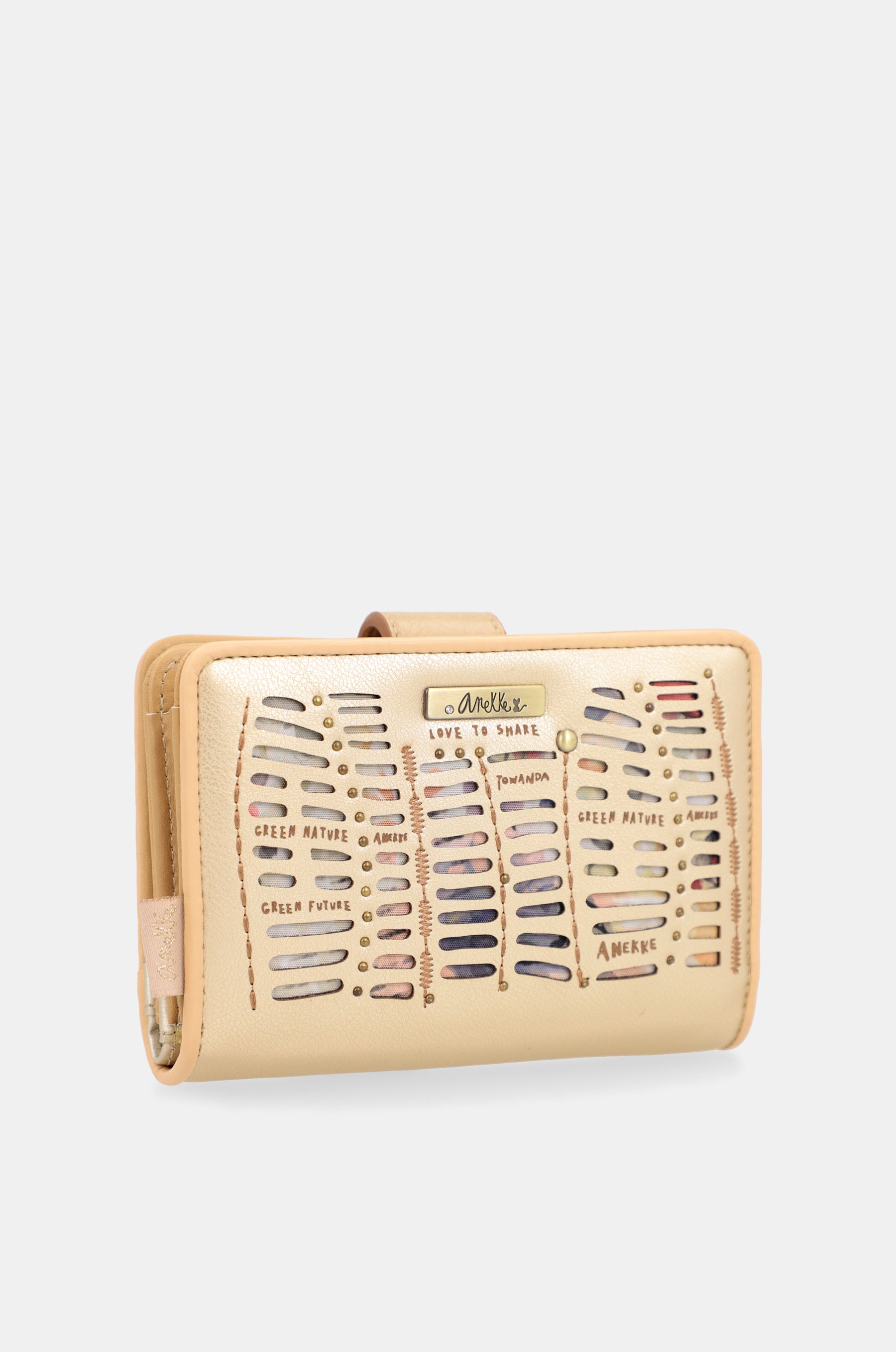 Billetero RFID mediano dorado Nature Pachamama