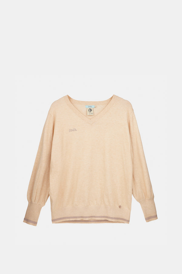Jersey beige cuello pico Shōen