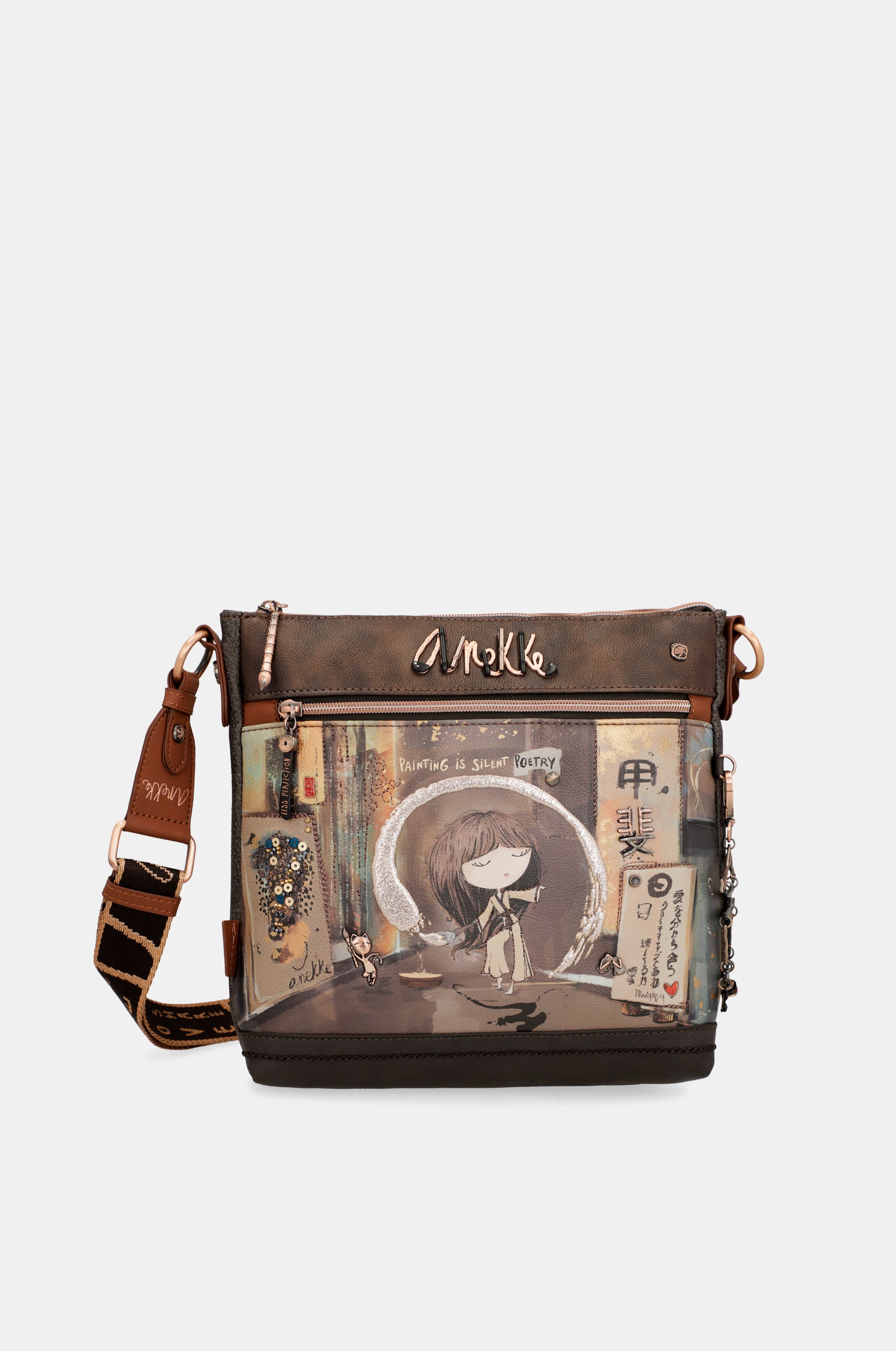Bandolera marrón mediana Shōen