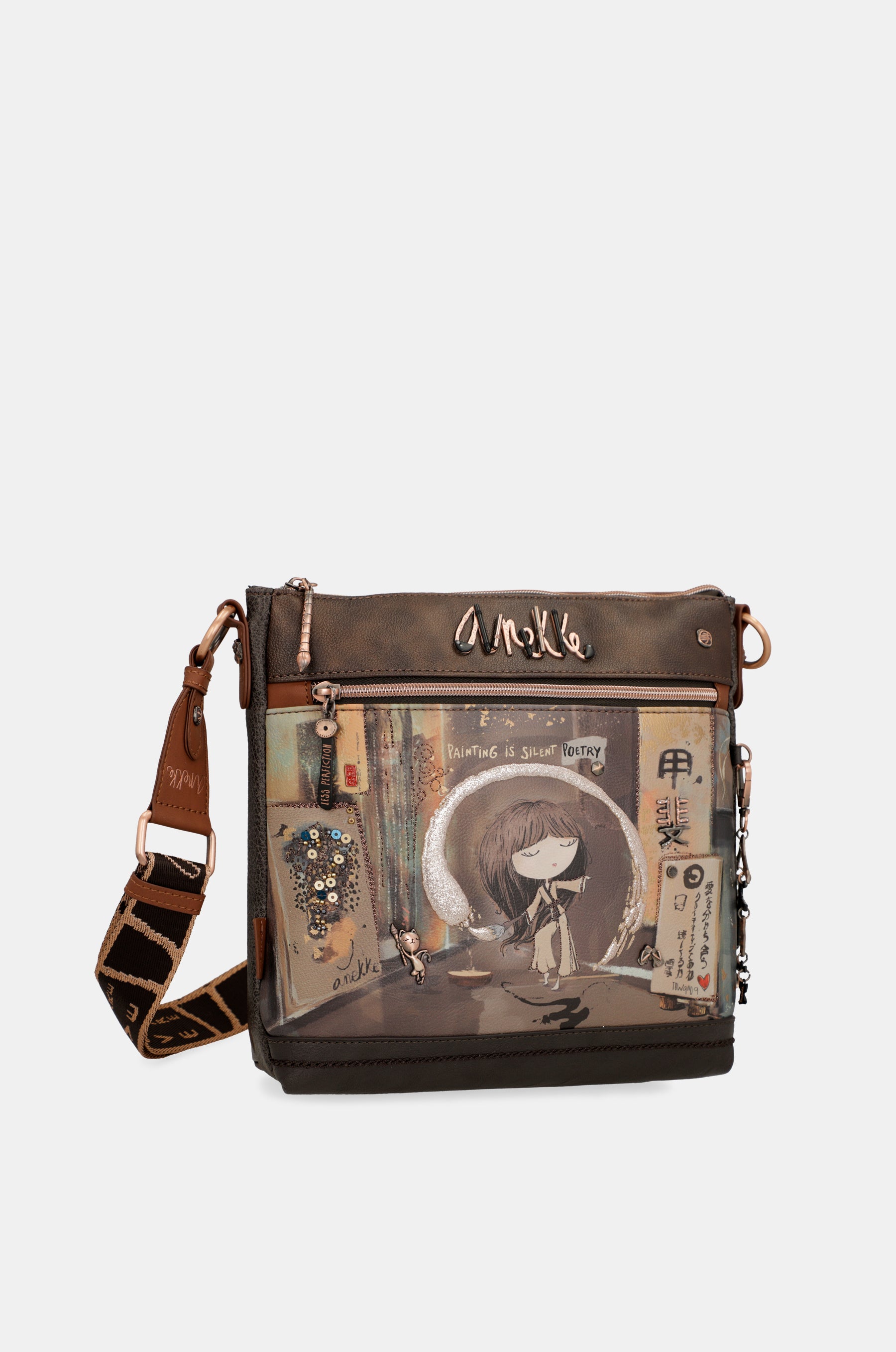 Bandolera marrón mediana Shōen