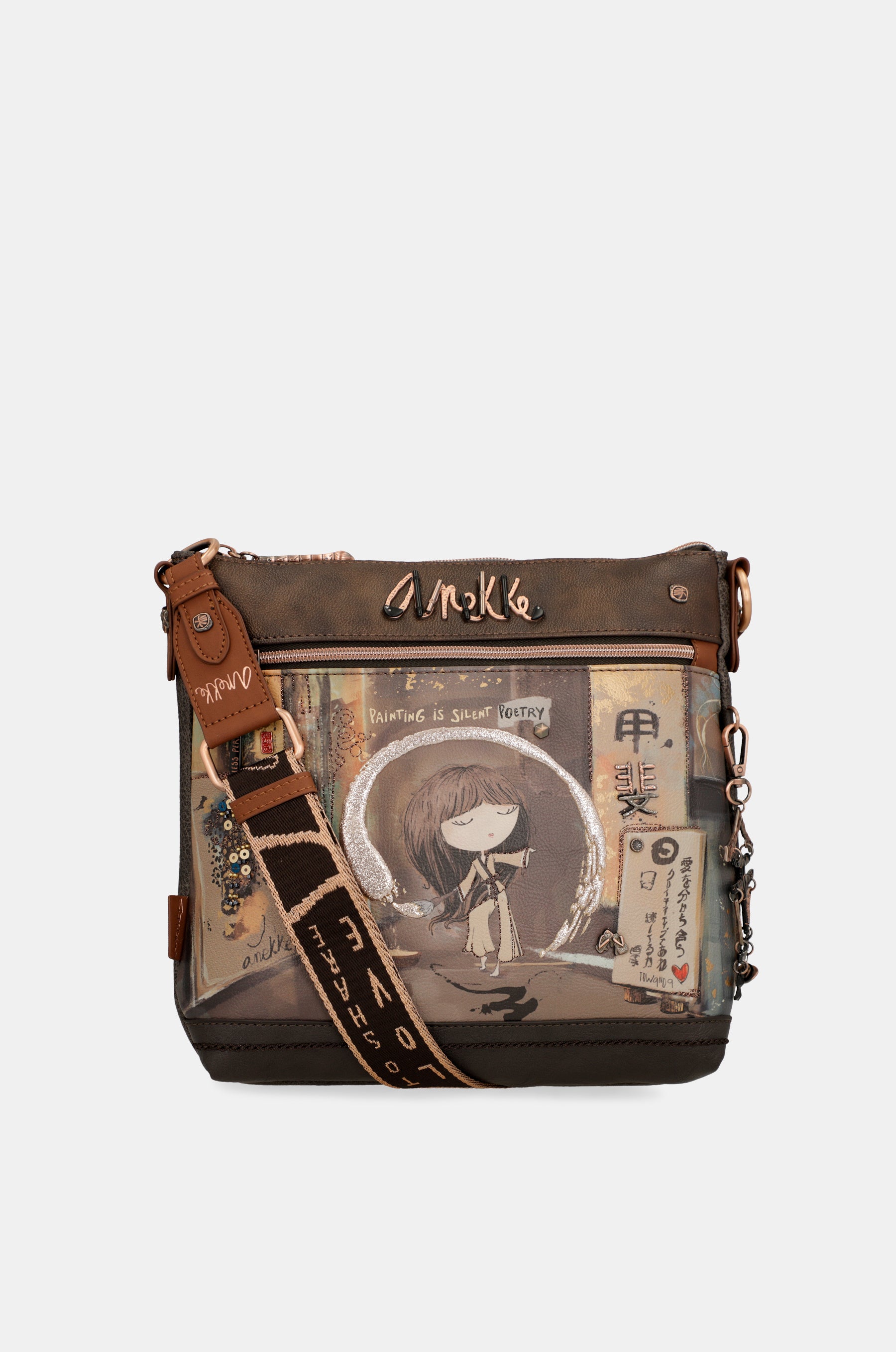 Bandolera marrón mediana Shōen