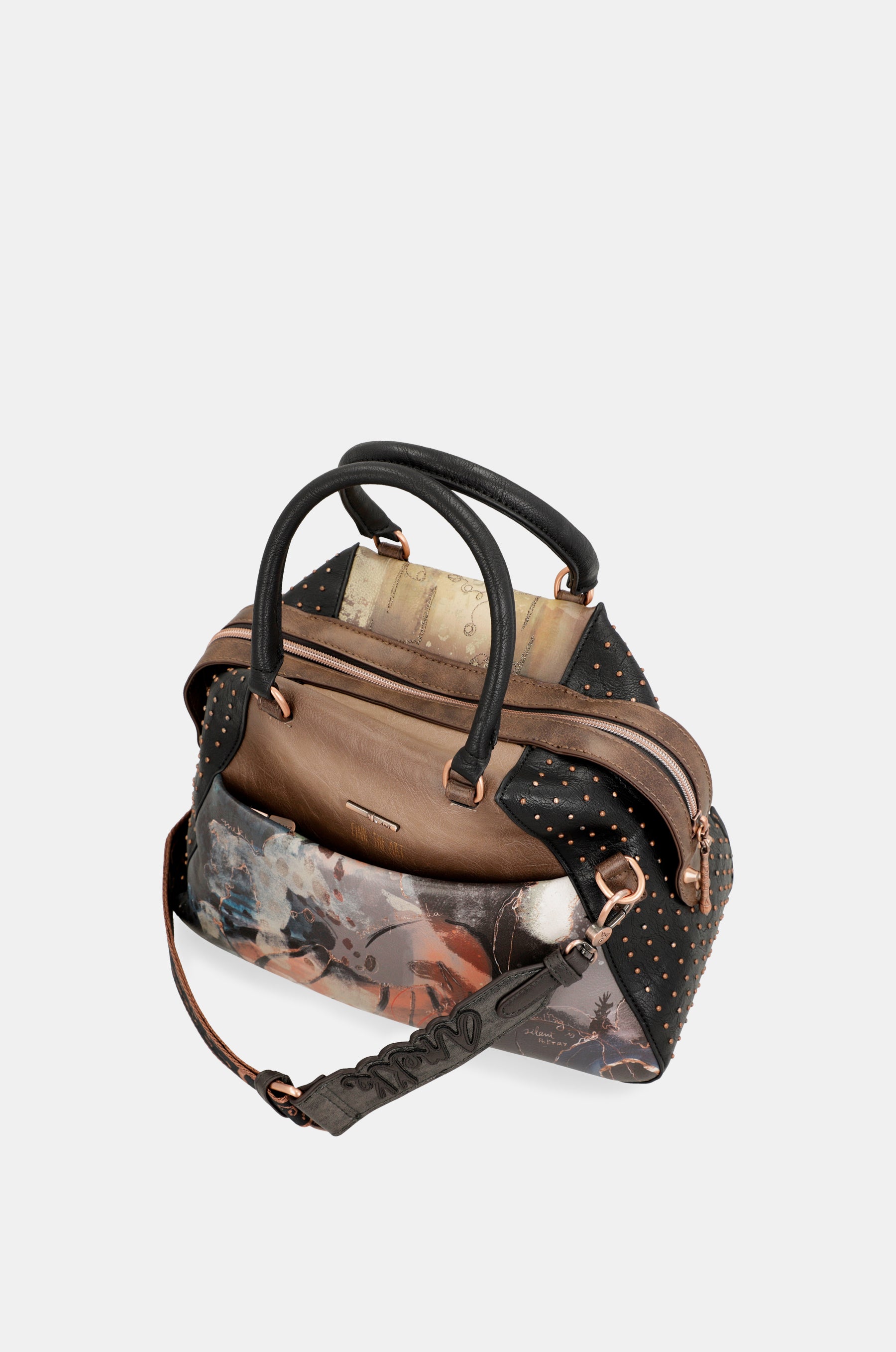 Bolso de asas grande negro Shōen