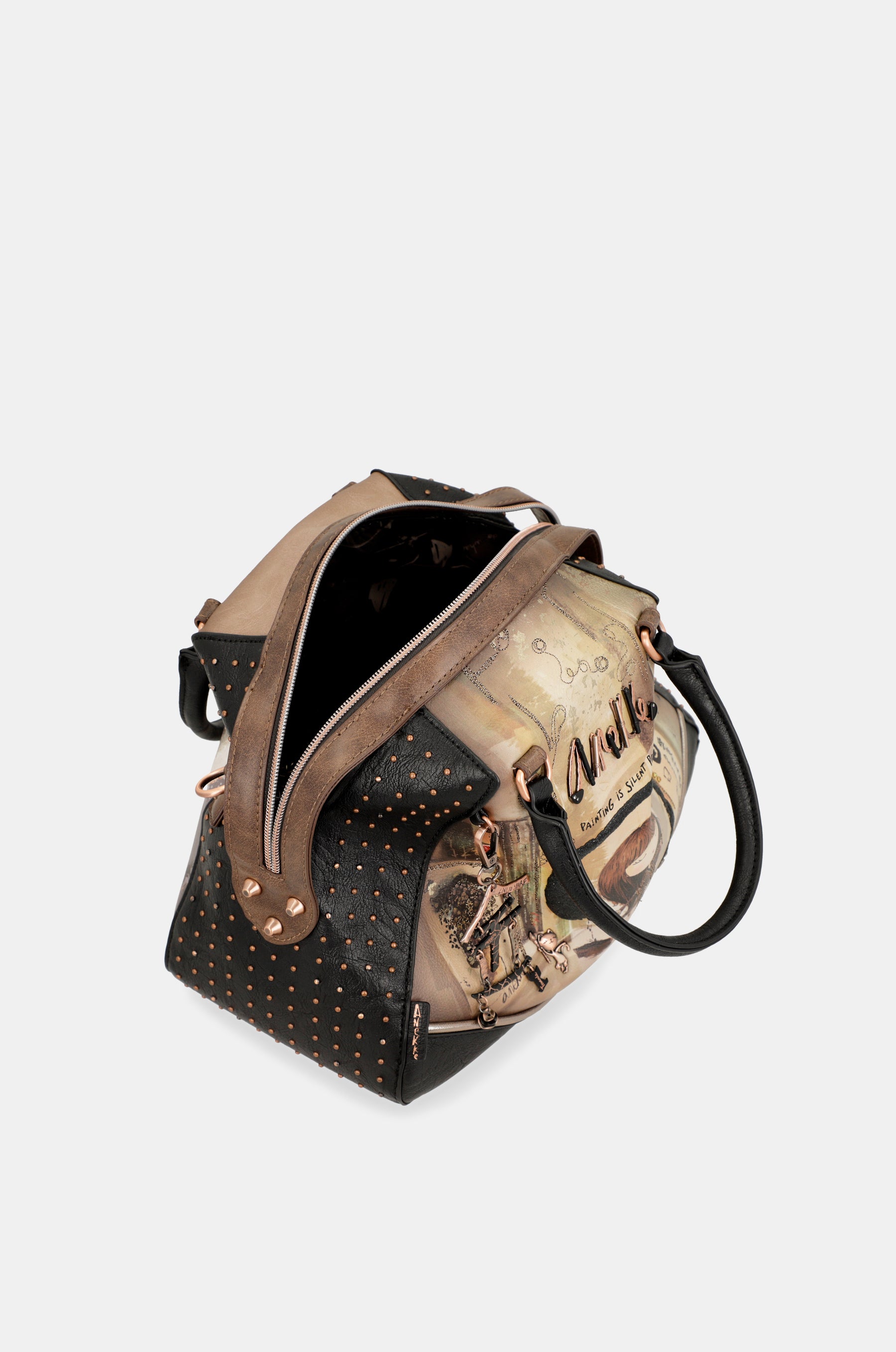 Bolso de asas grande negro Shōen