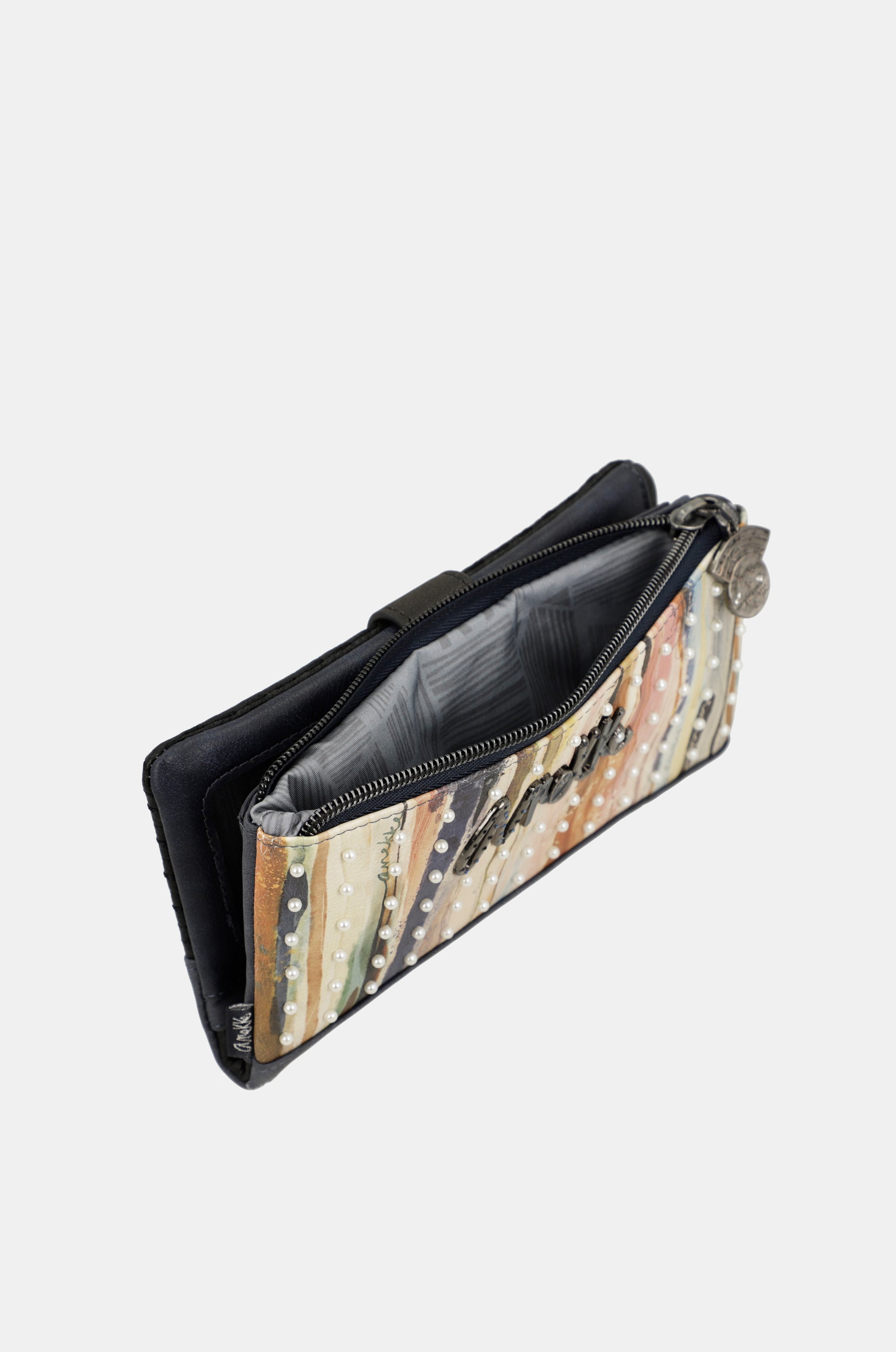 Billetero RFID grande flexible azul marino Studio