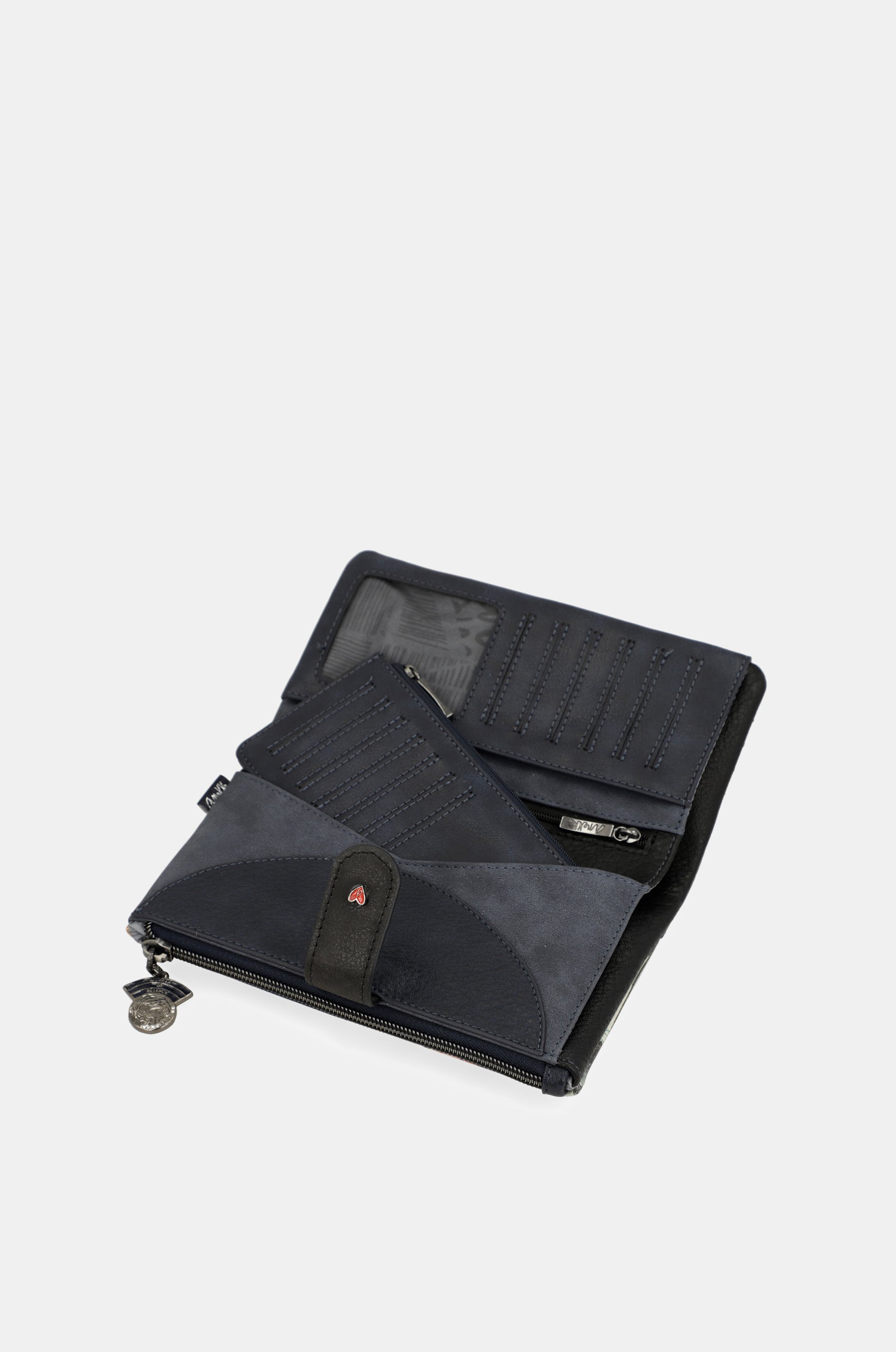 Billetero RFID grande flexible azul marino Studio