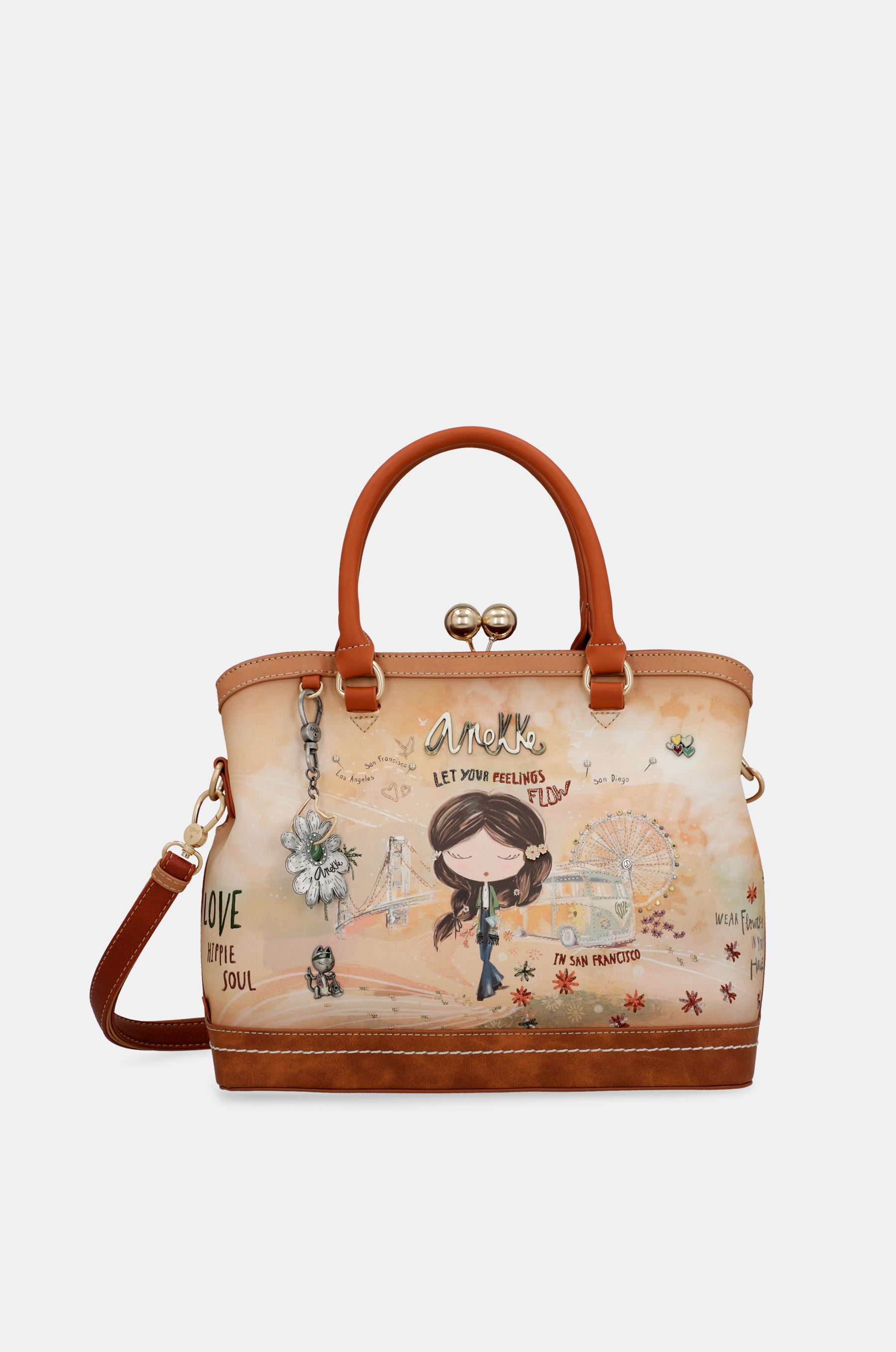 Bolso de boquilla Peace & Love Camel