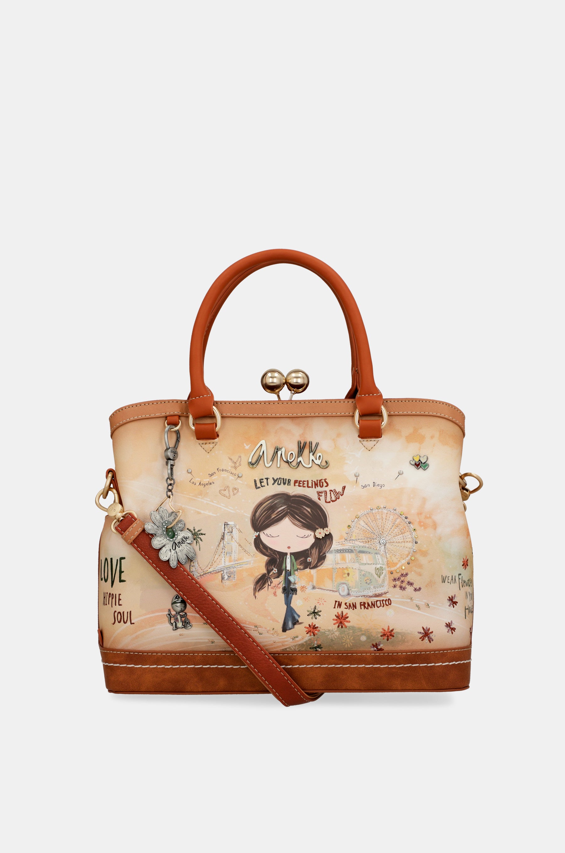 Bolso de boquilla Peace & Love Camel