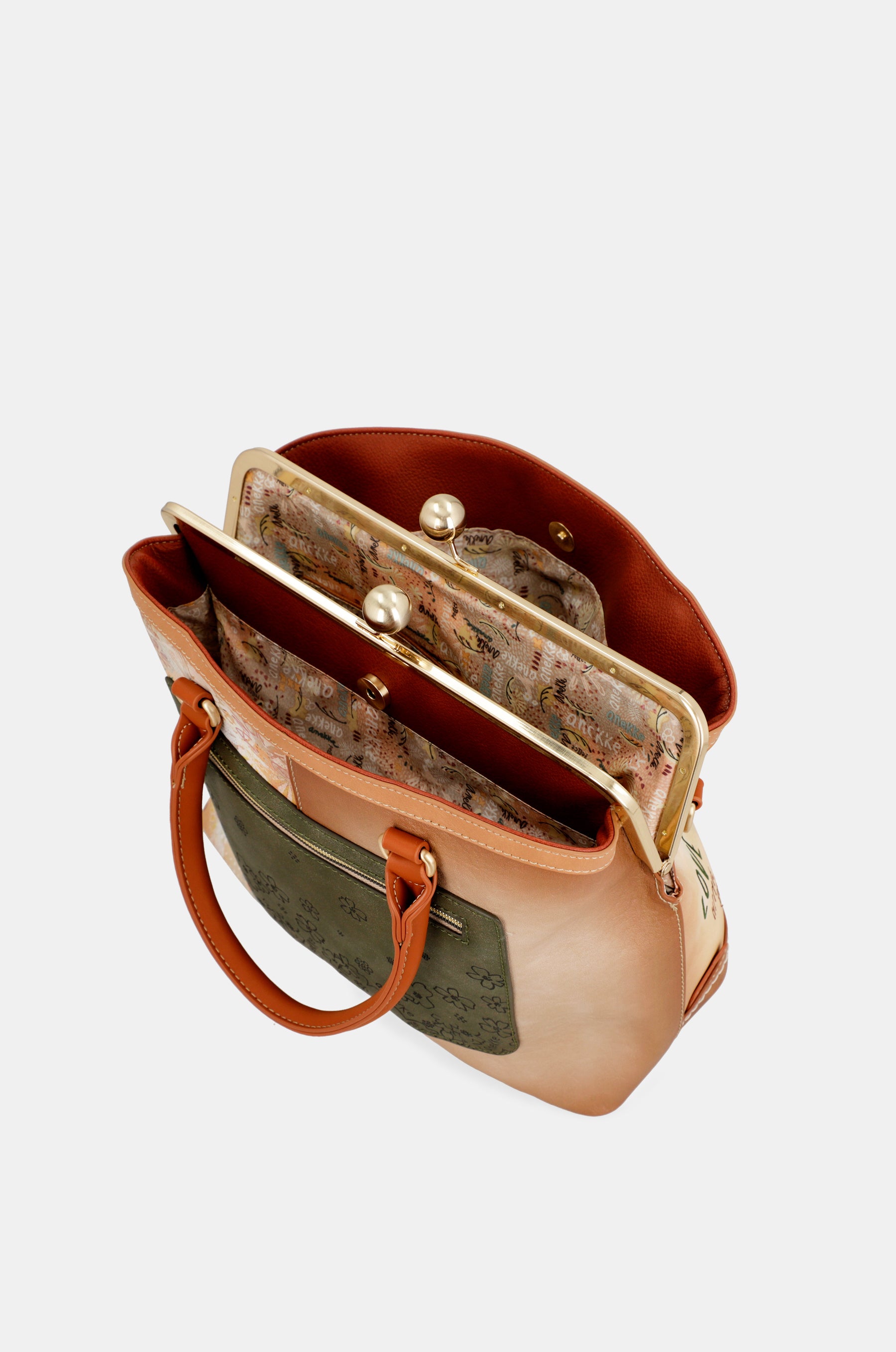 Bolso de boquilla Peace & Love Camel