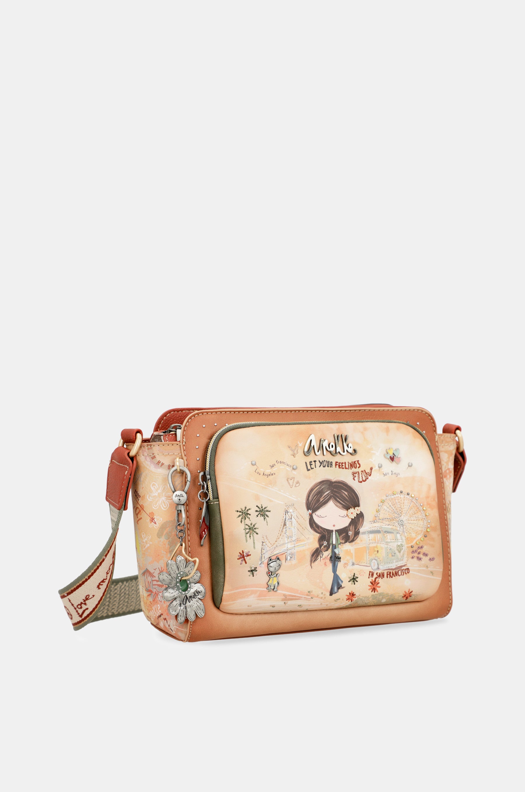 Bandolera rectangular Peace & Love Camel