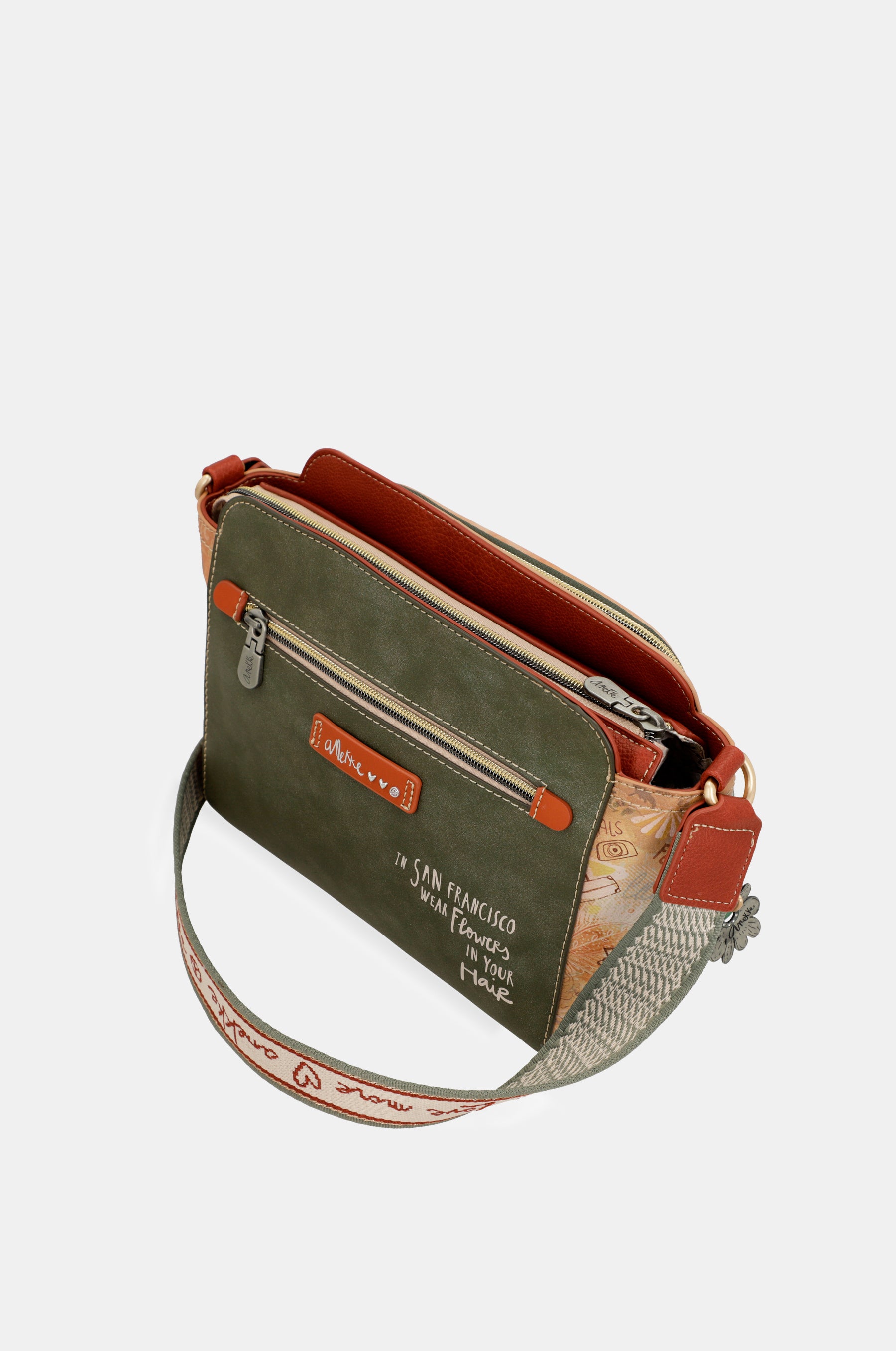 Bandolera rectangular Peace & Love Camel