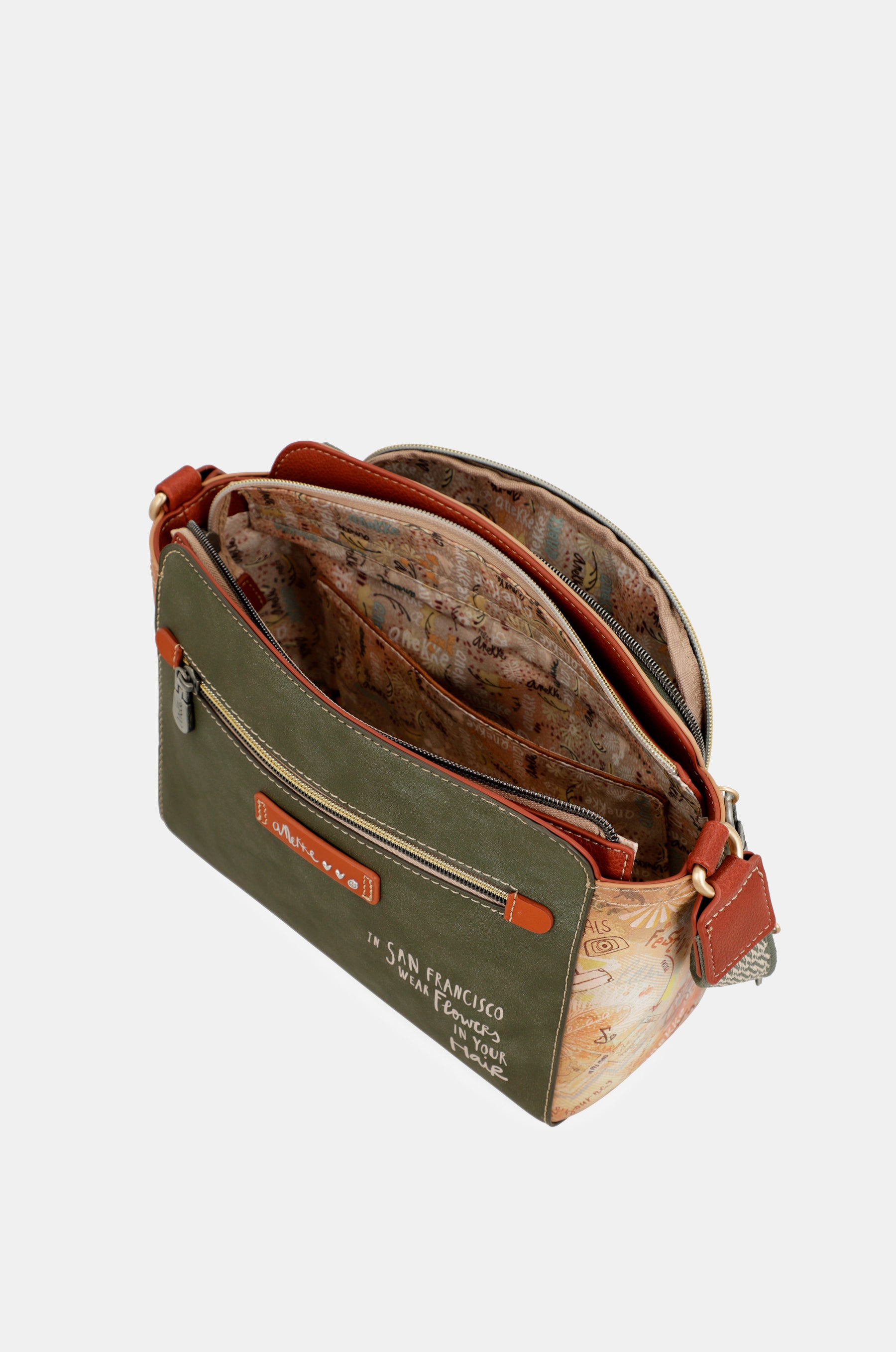 Bandolera rectangular Peace & Love Camel