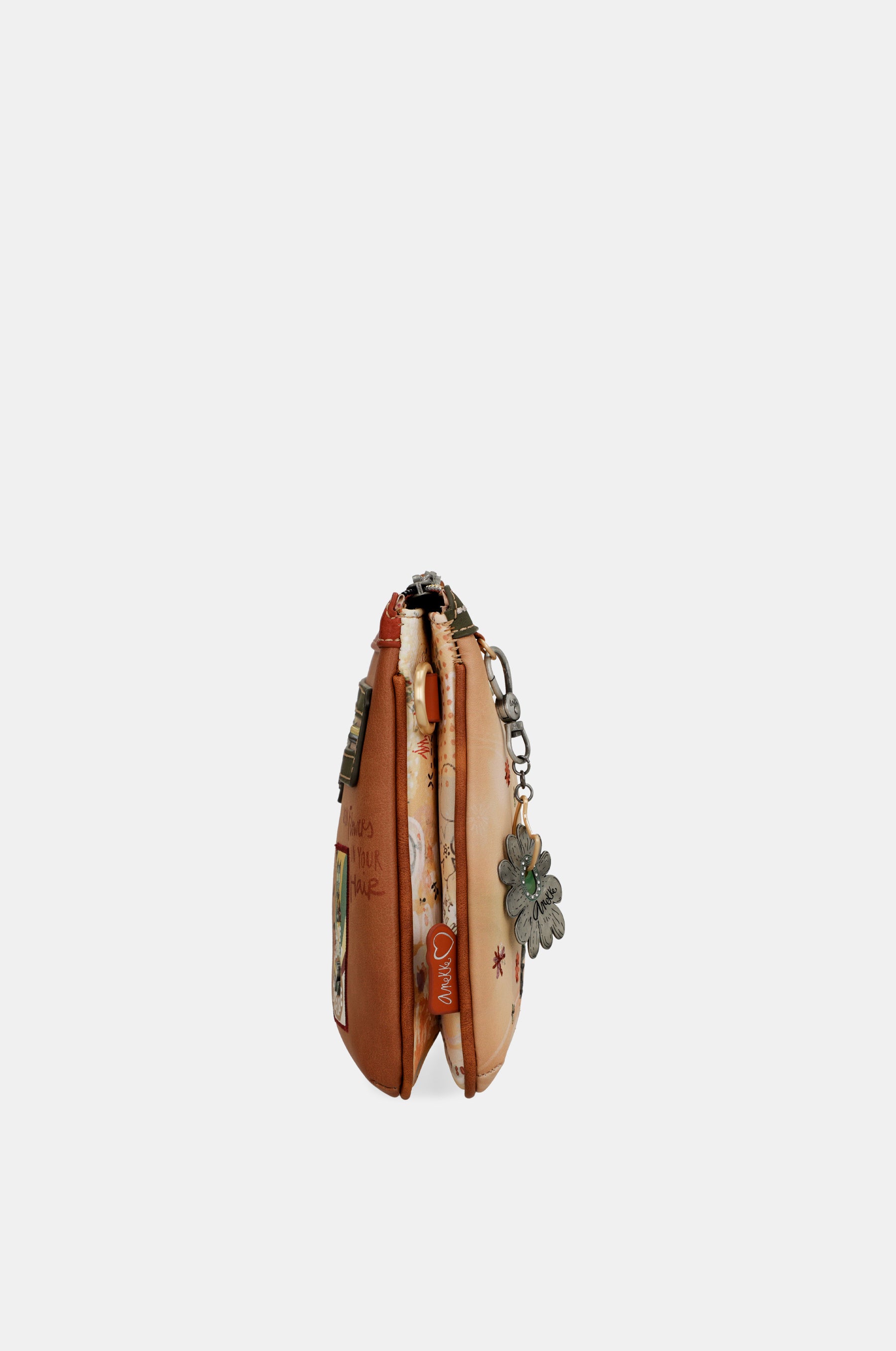 Bandolera estampada Peace & Love Camel