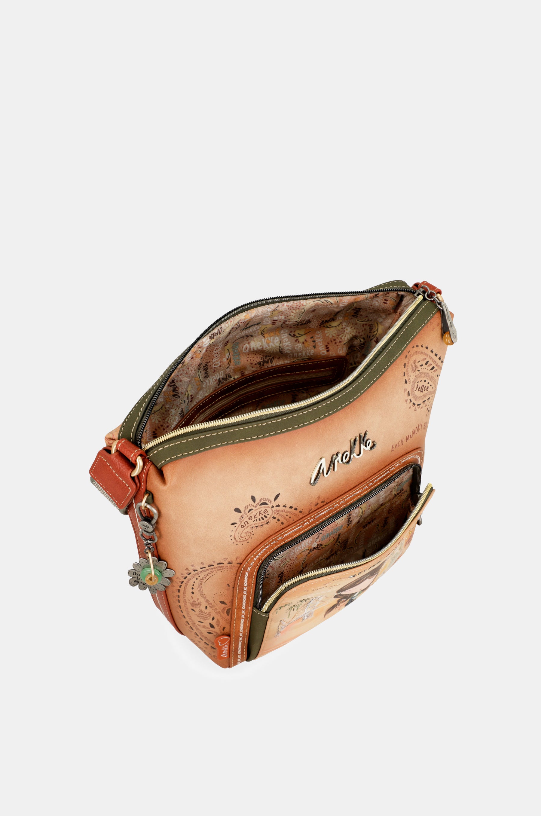 Bandolera grande Peace & Love Camel