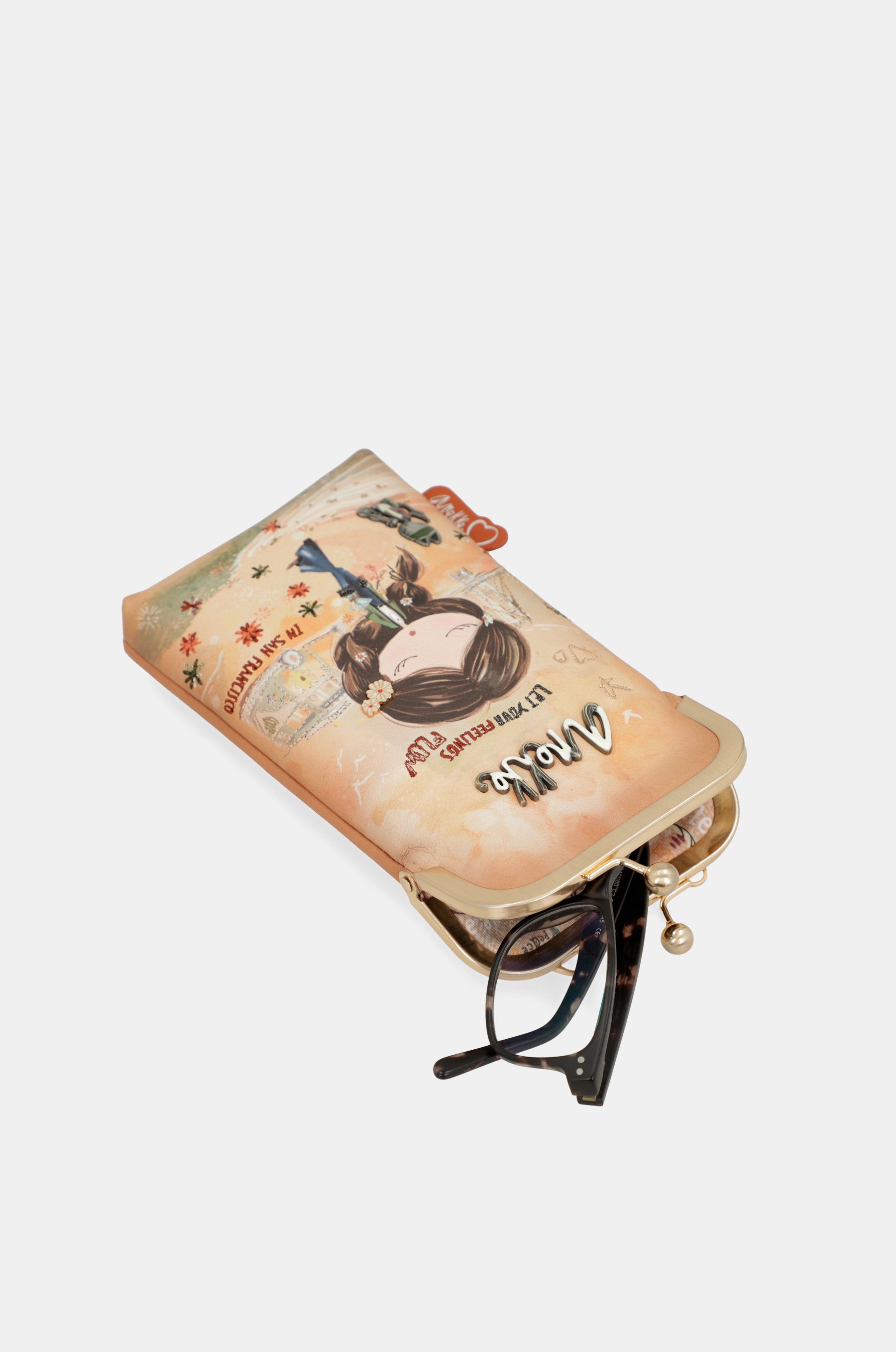 Bolso billetero 3 en 1 RFID Peace & Love Camel