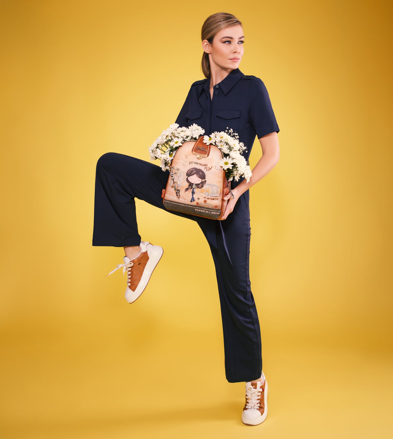 Mochila triple compartimento Peace & Love Camel