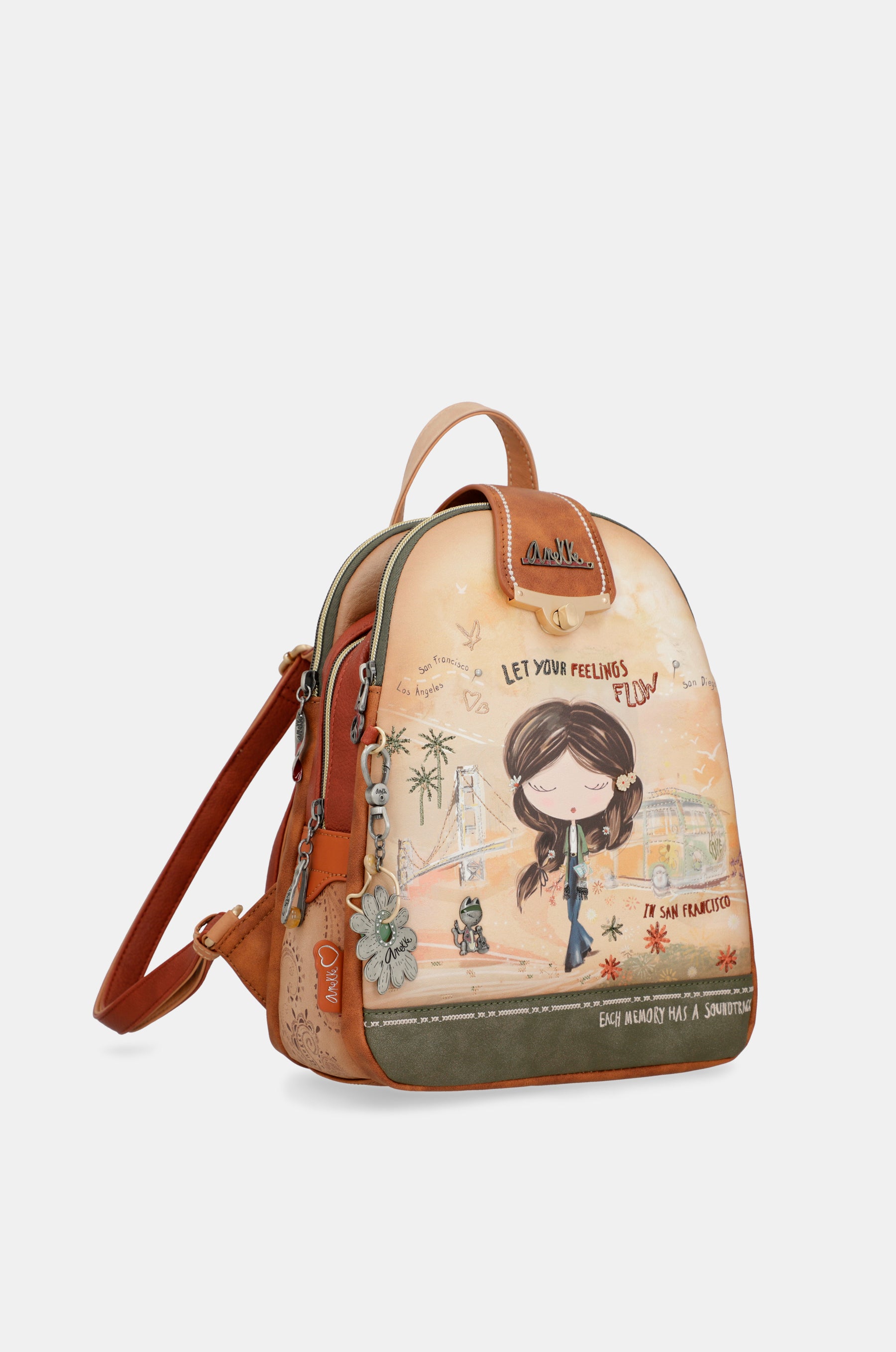 Mochila triple compartimento Peace & Love Camel