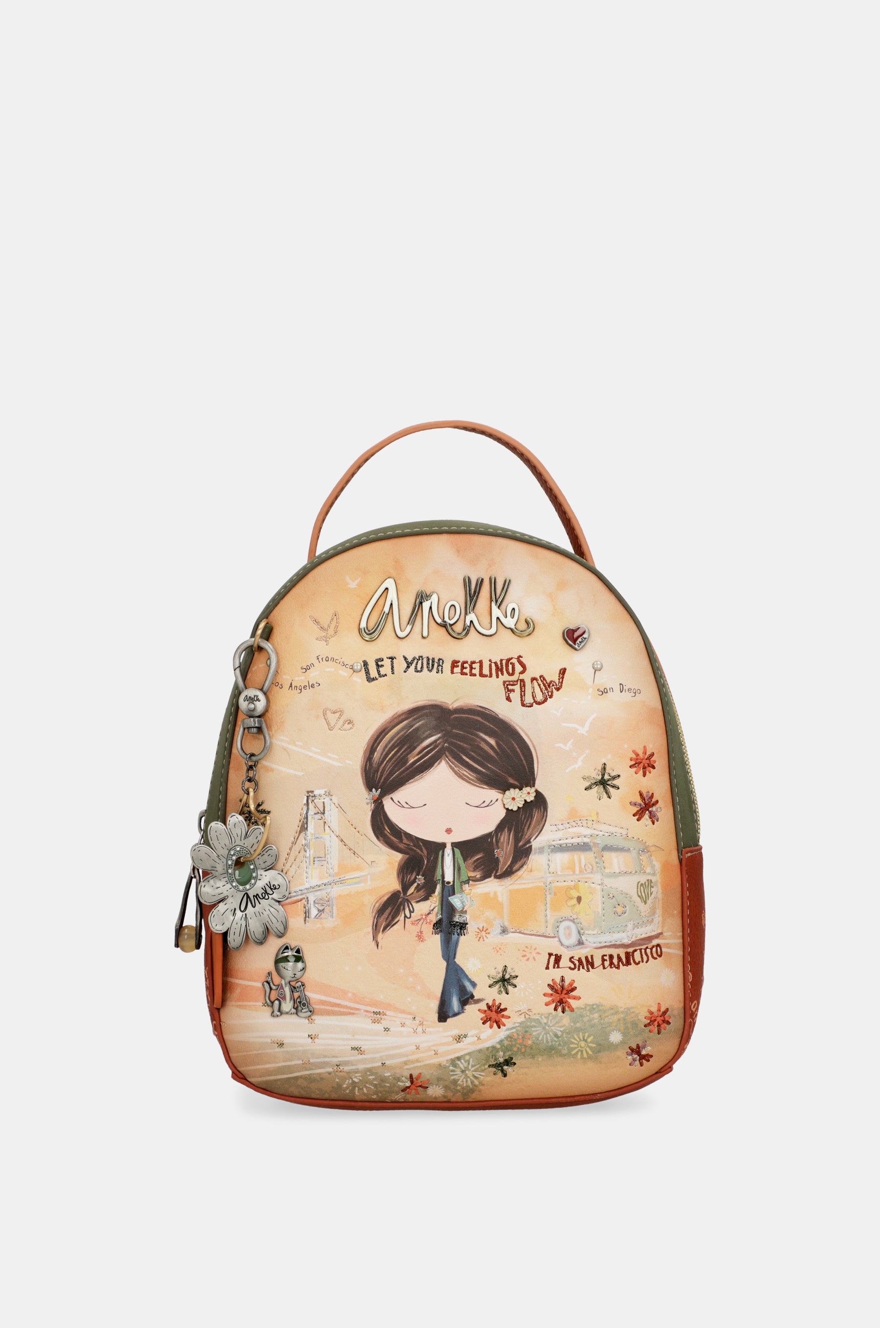 Mochila pequeña Peace & Love Camel