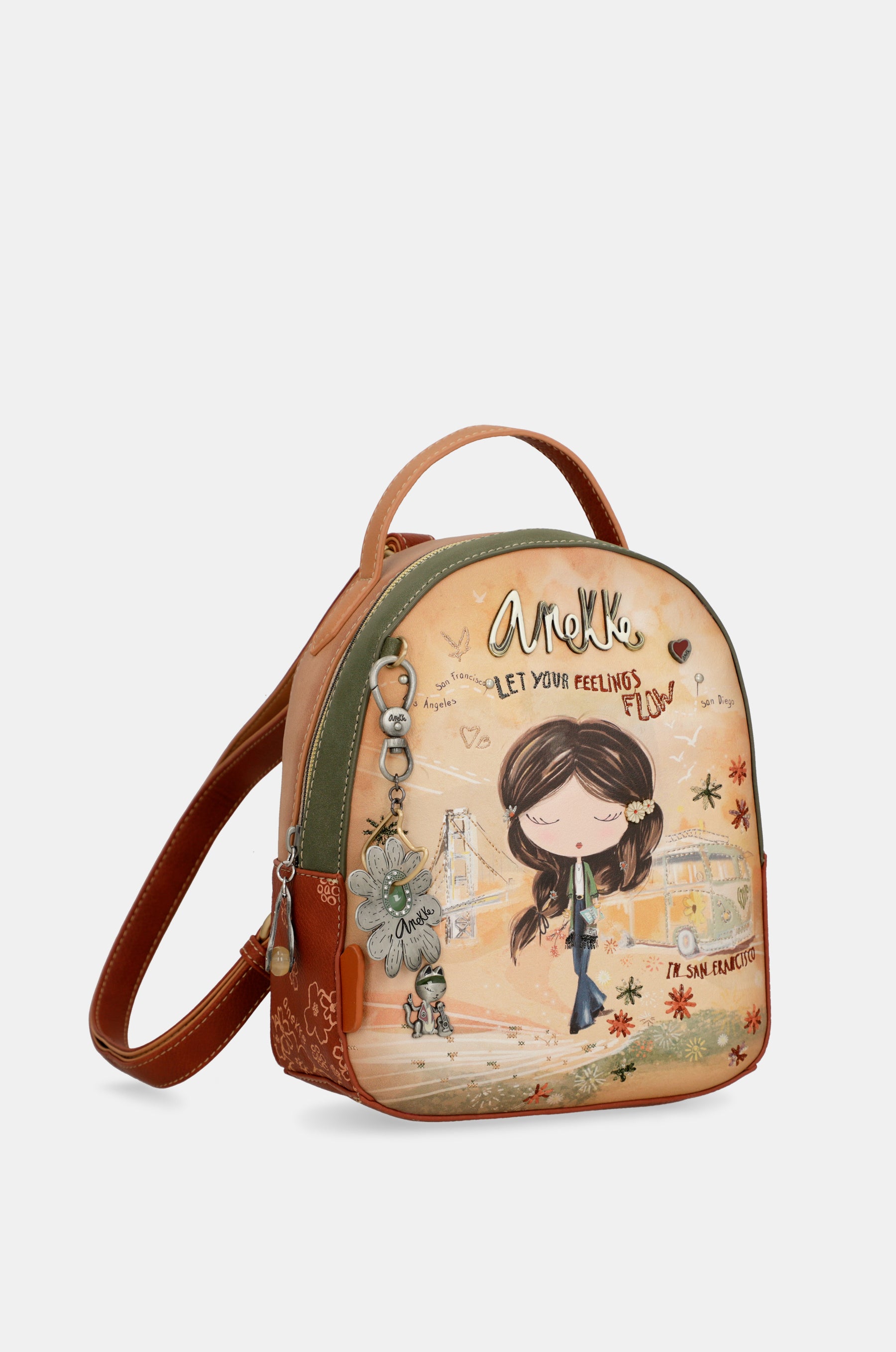 Mochila pequeña Peace & Love Camel