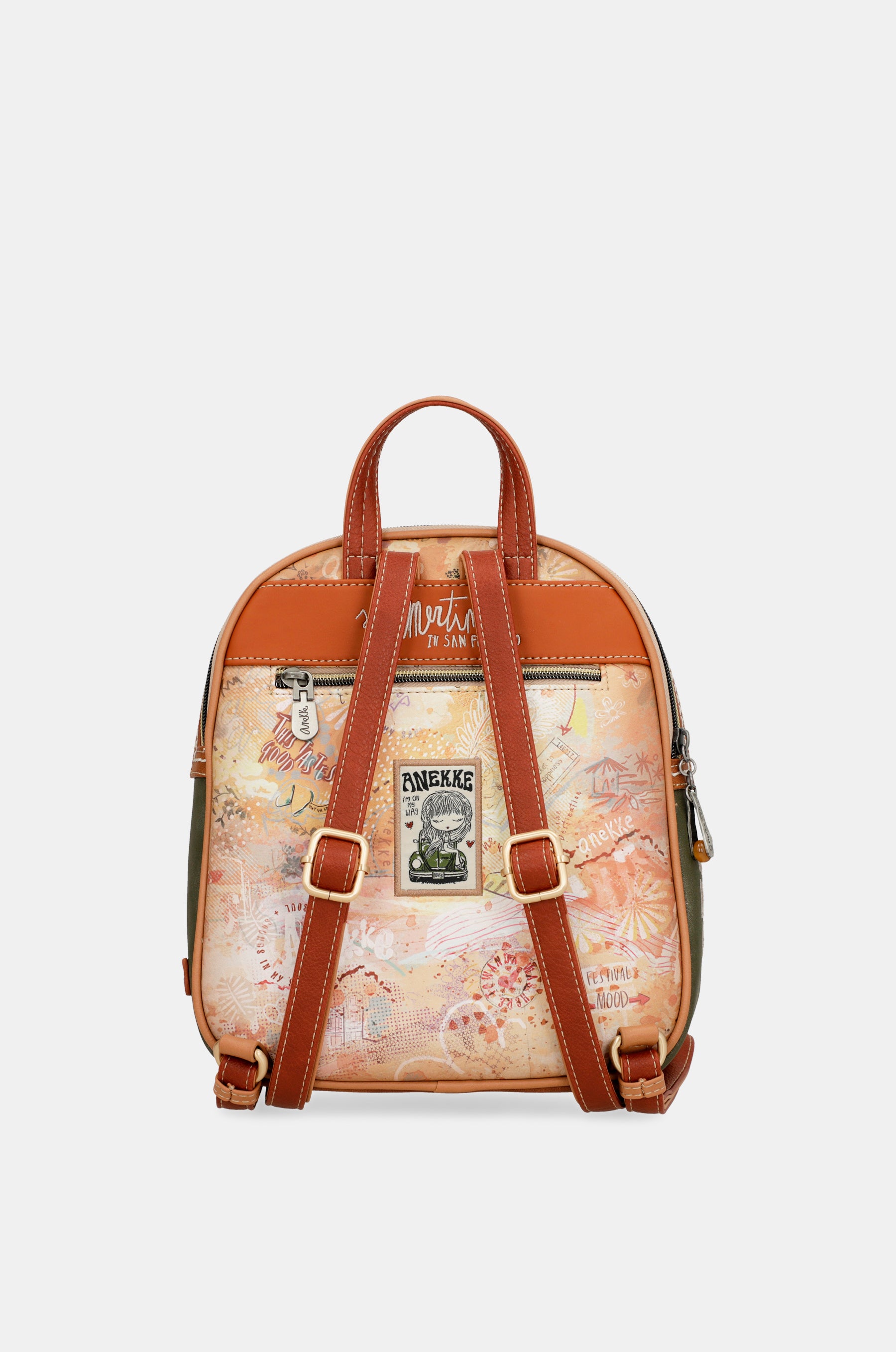 Mochila mediana Peace & Love Camel