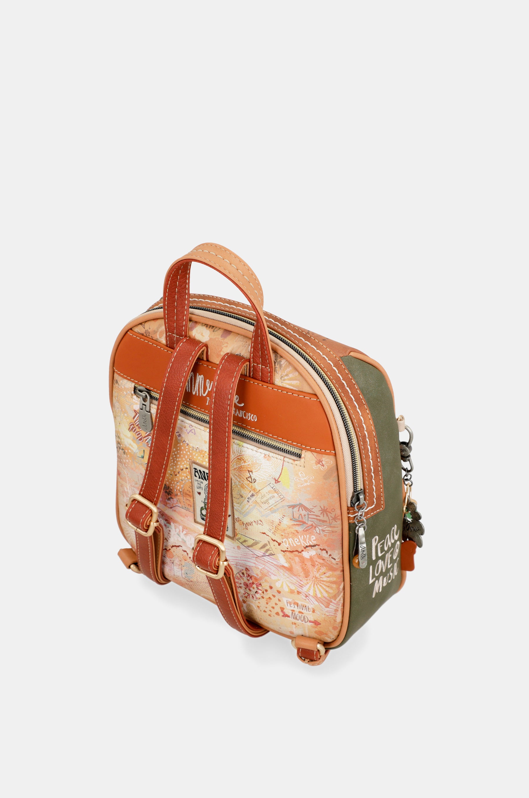 Mochila mediana Peace & Love Camel