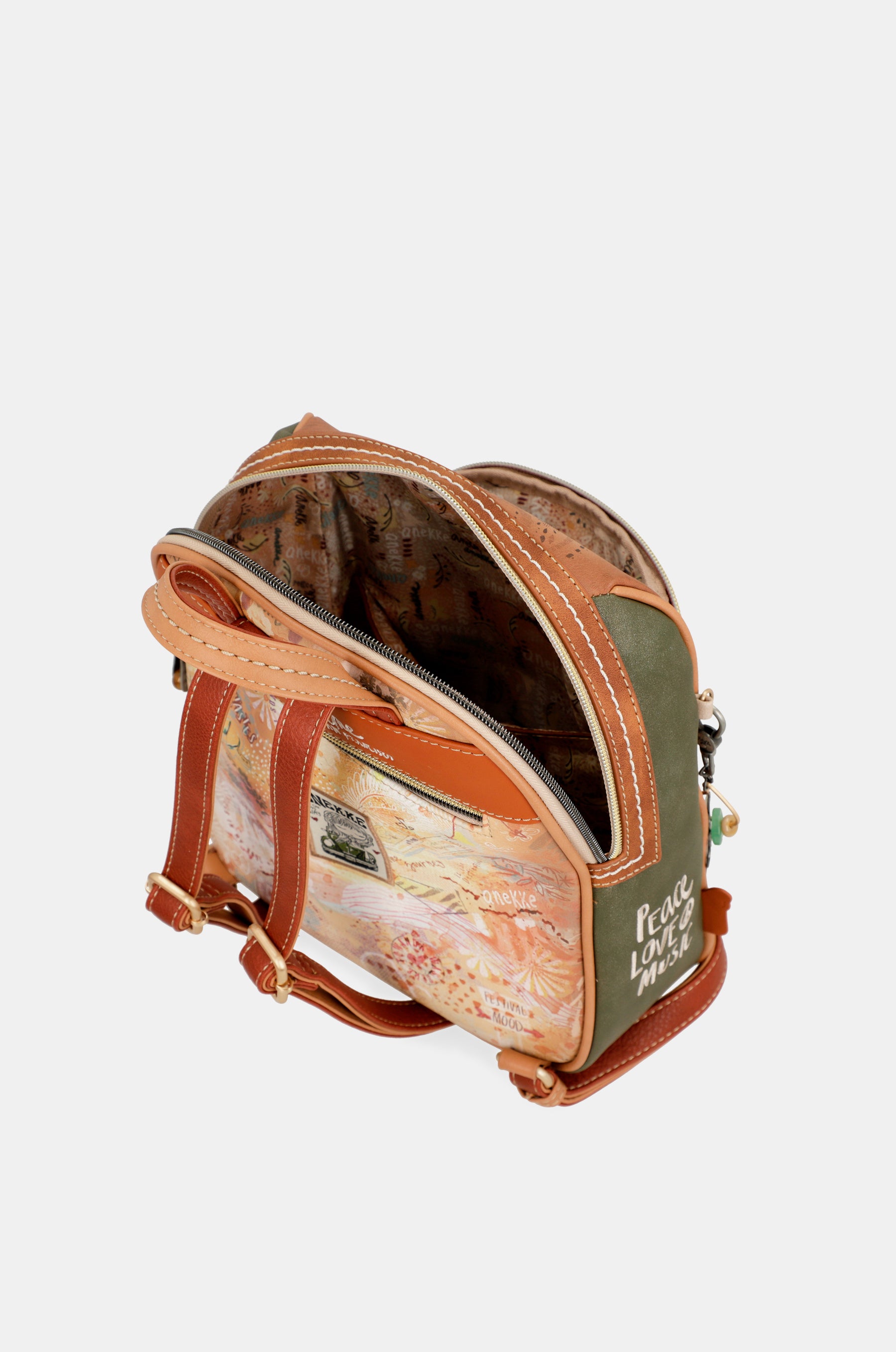 Mochila mediana Peace & Love Camel