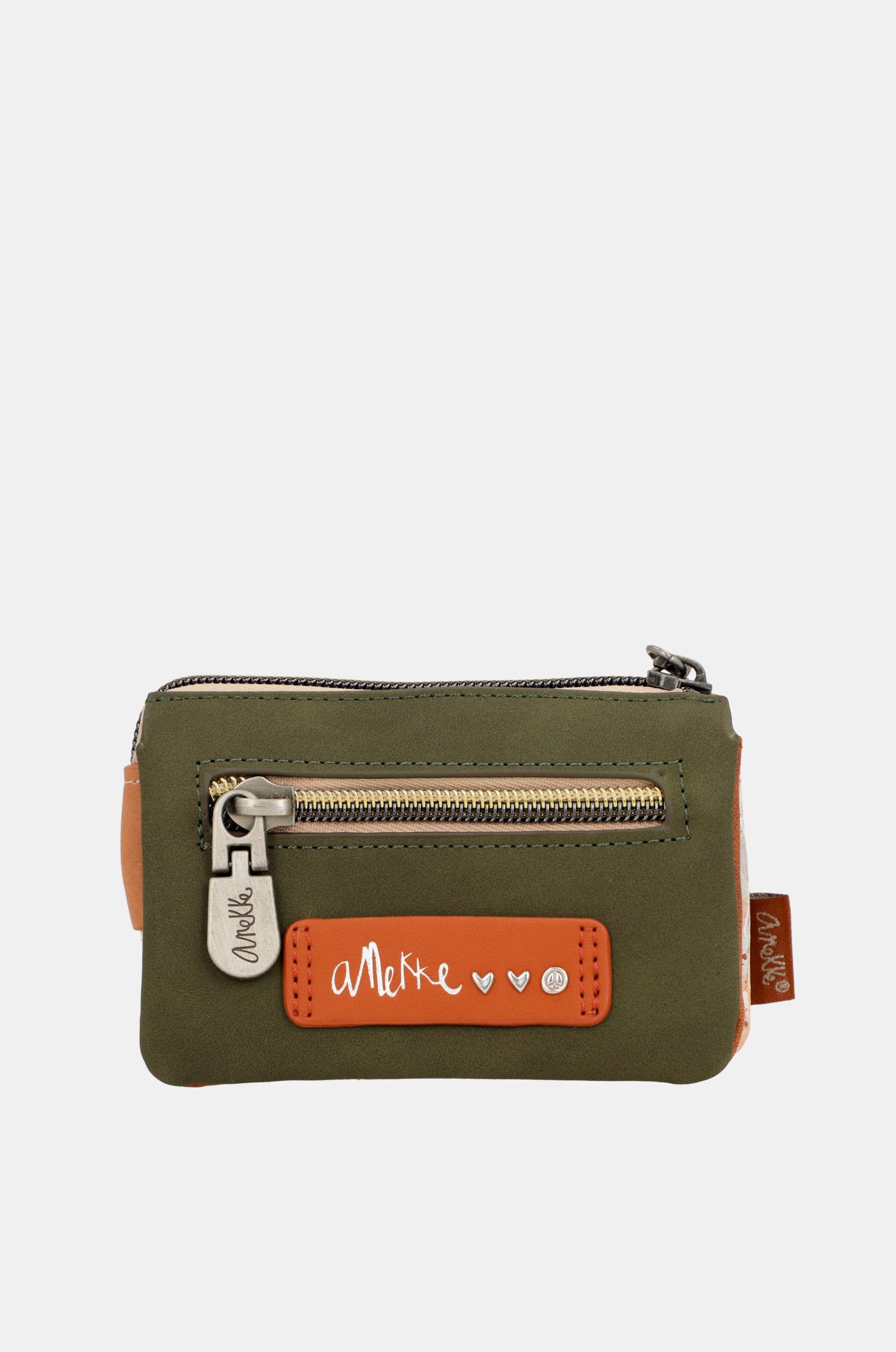 Monedero 3 compartimentos Peace & Love Camel