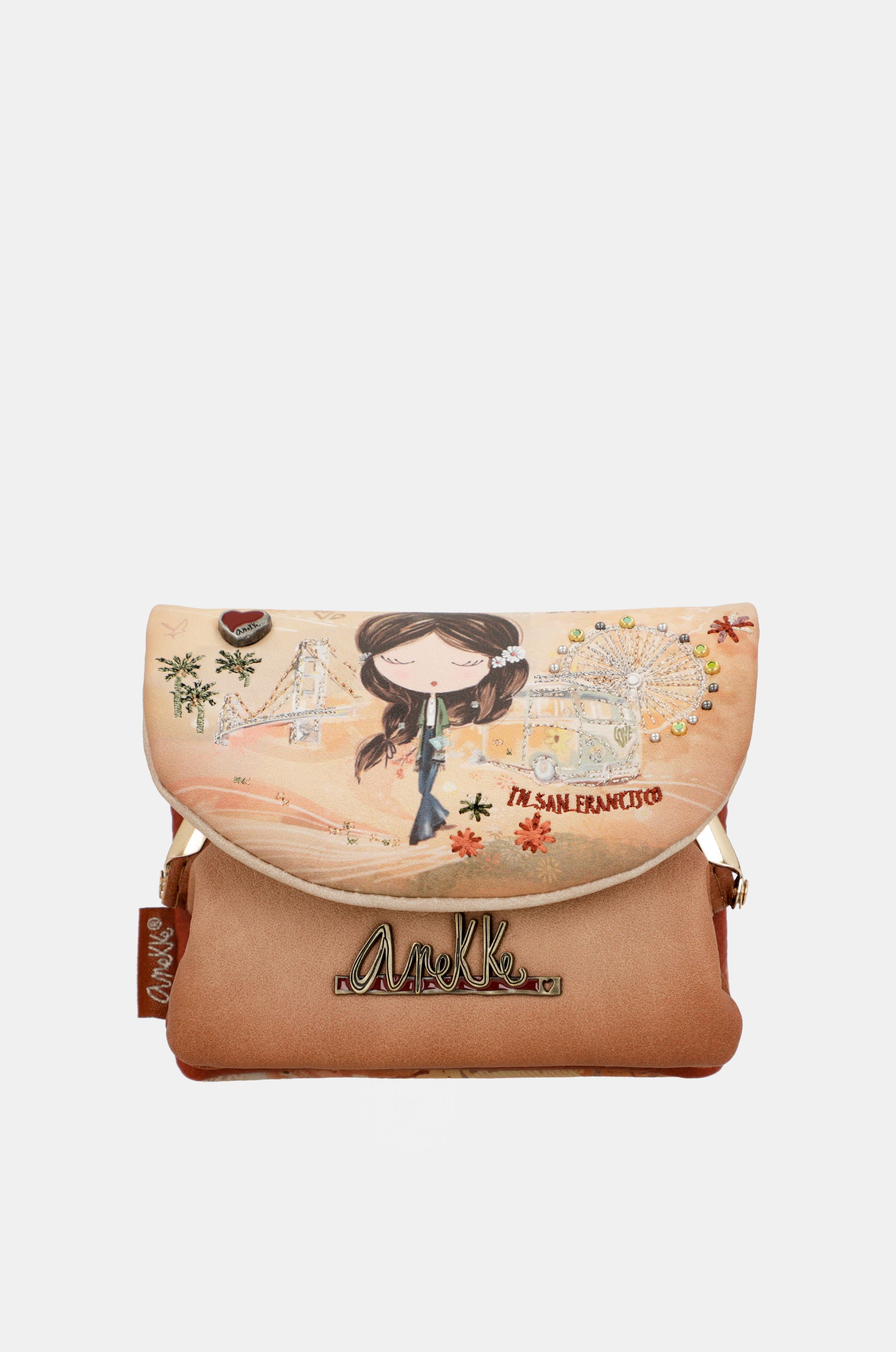 Monedero con solapa Peace & Love Camel