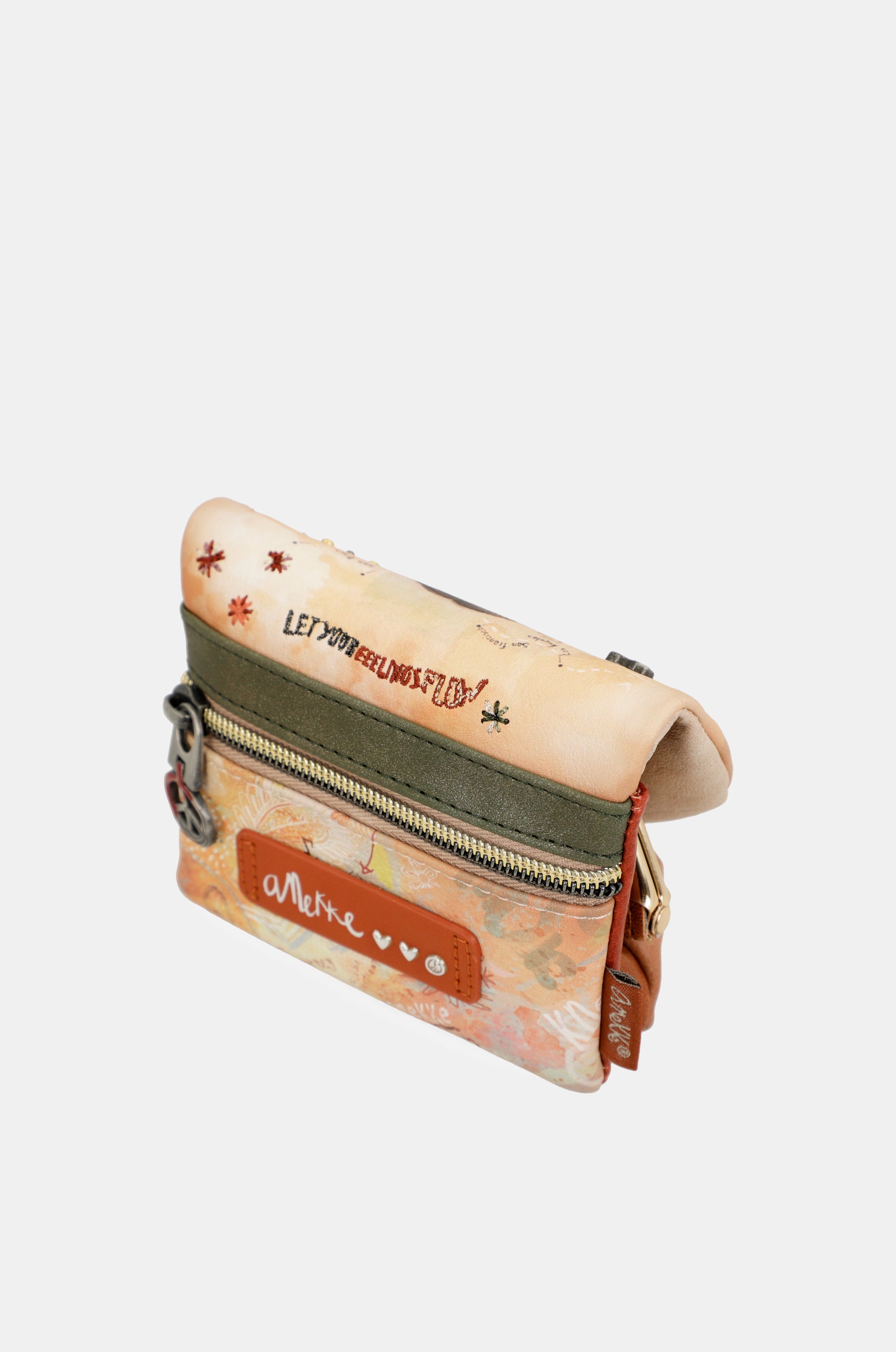 Monedero con solapa Peace & Love Camel