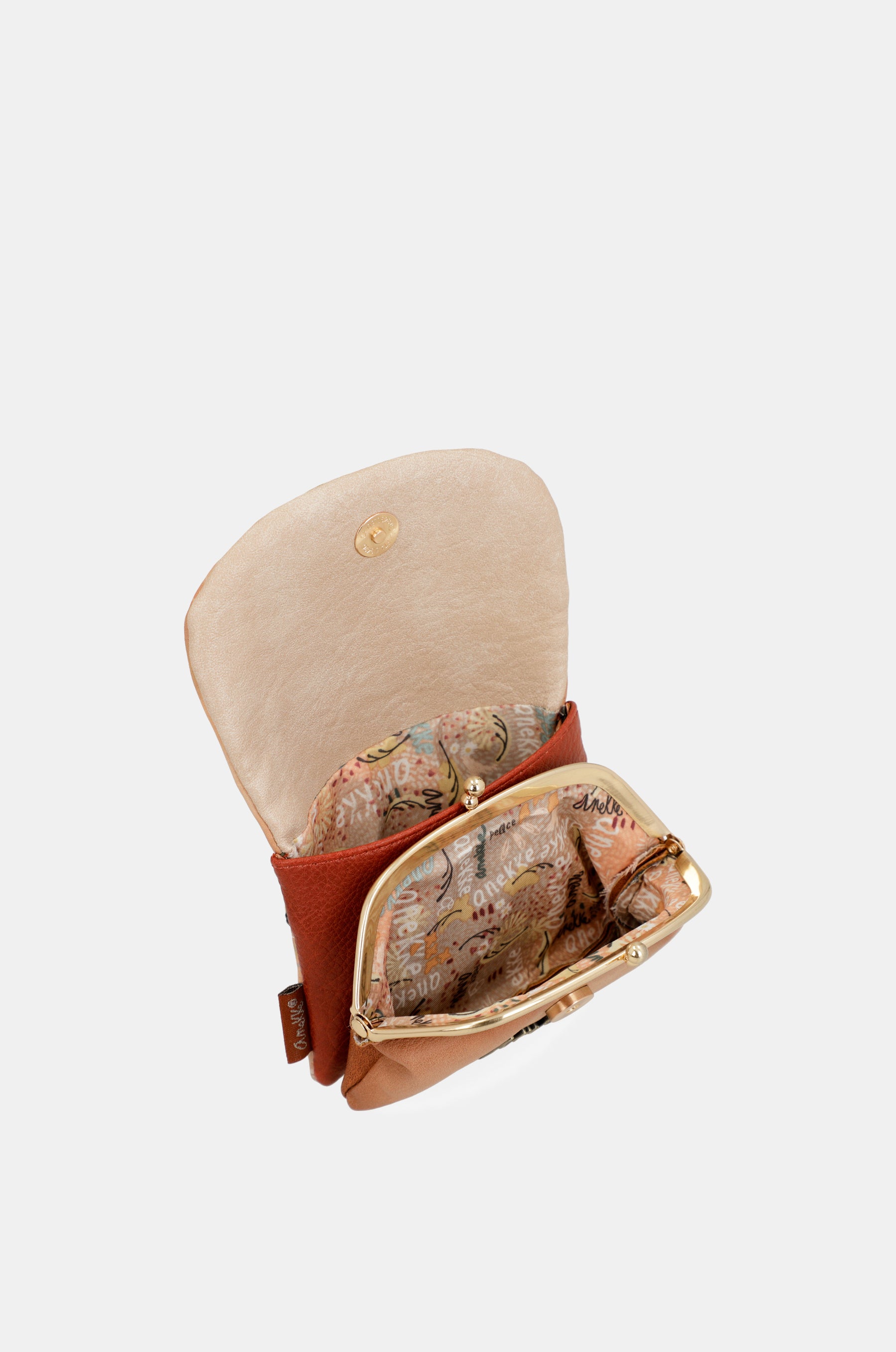 Monedero con solapa Peace & Love Camel