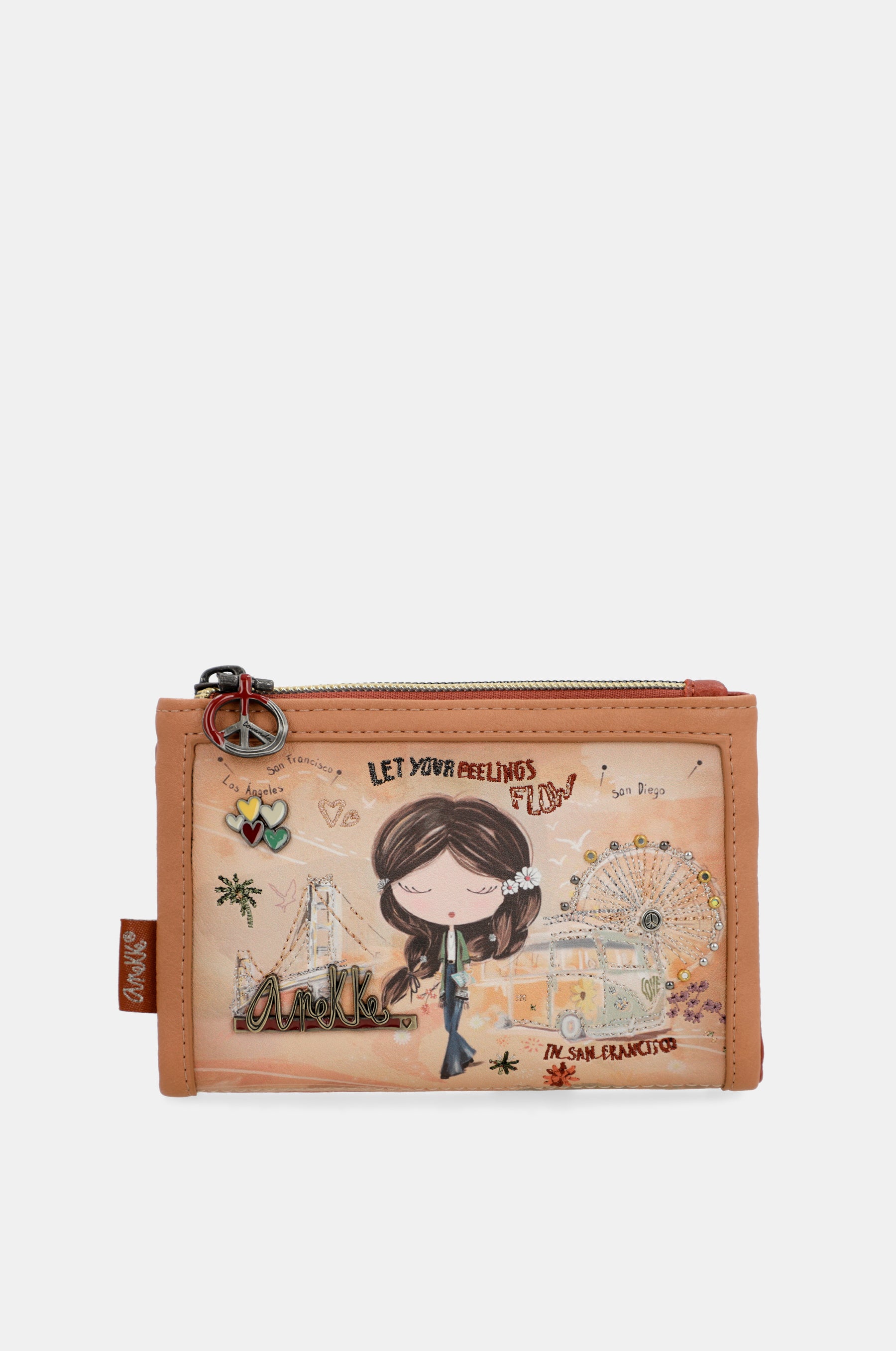 Billetero RFID pequeño Peace & Love Camel