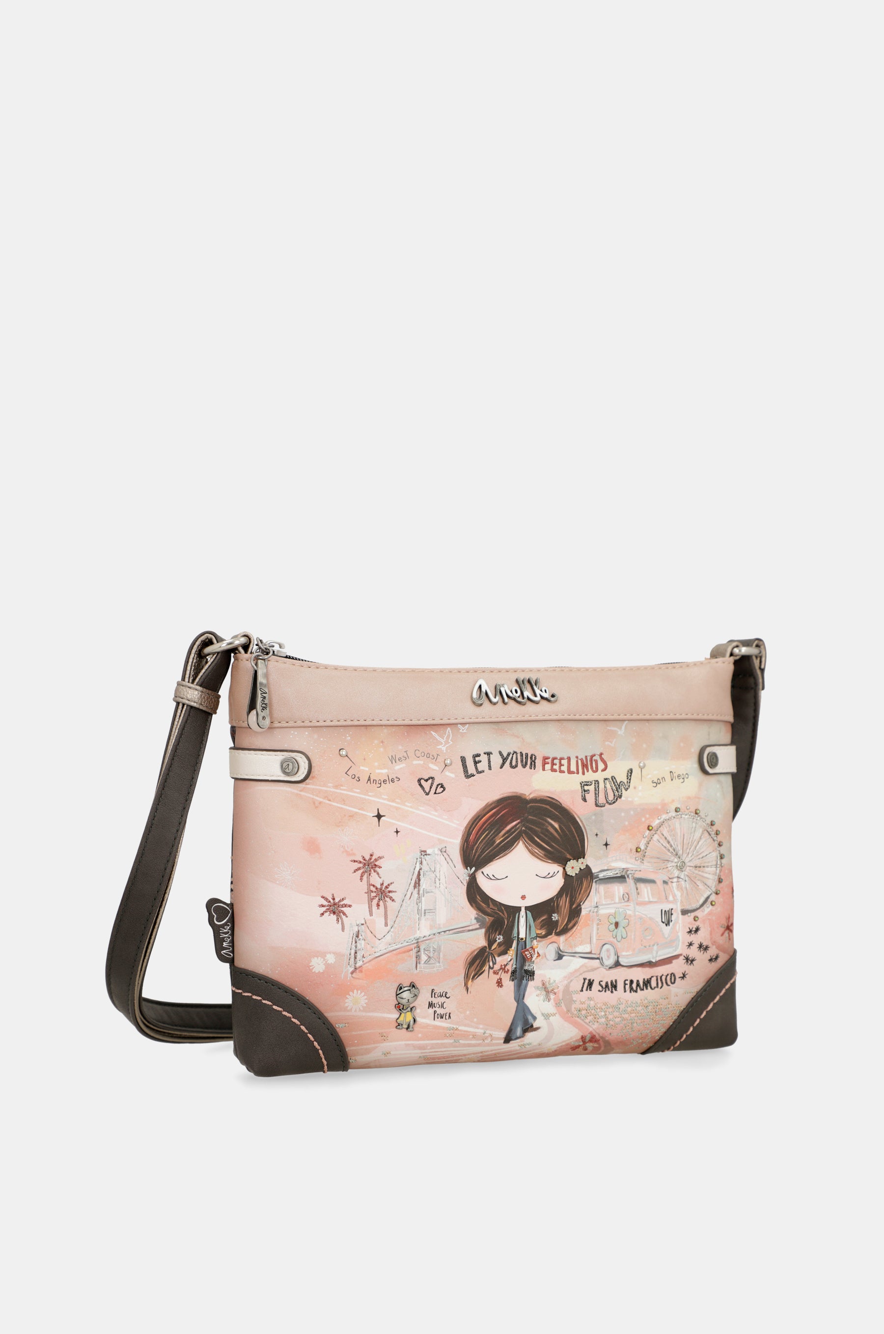 Bandolera mediana Peace & Love rosa
