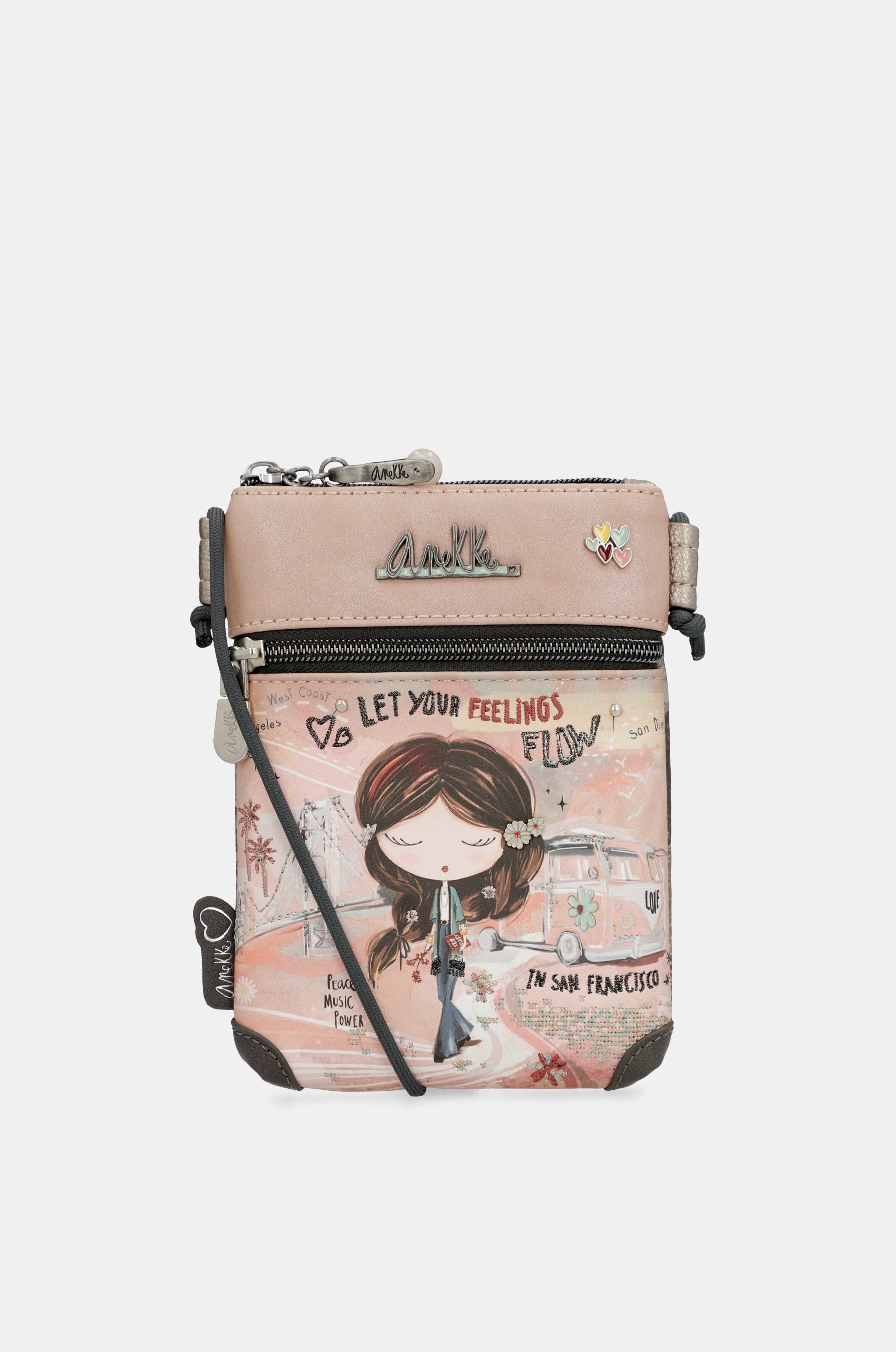 Mini bandolera Peace & Love rosa