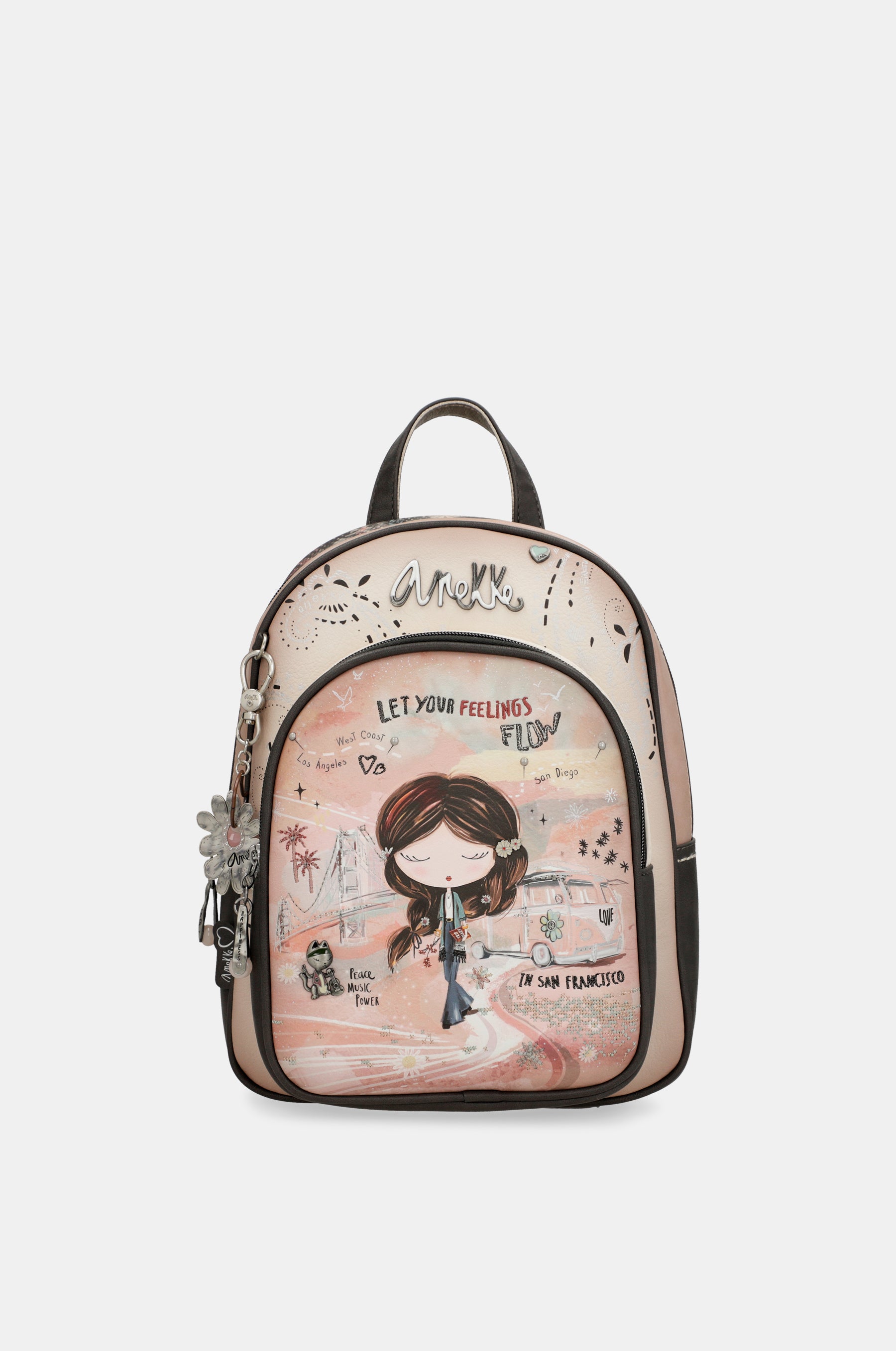 Mochila mediana Peace & Love rosa