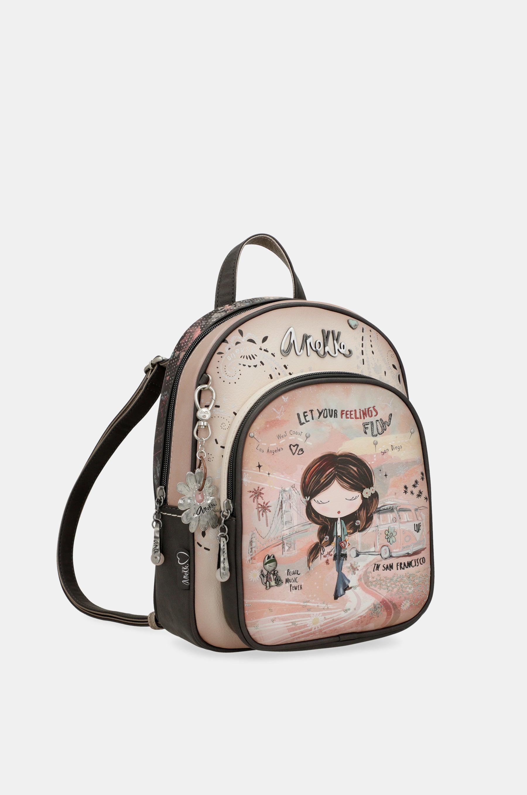 Mochila mediana Peace & Love rosa