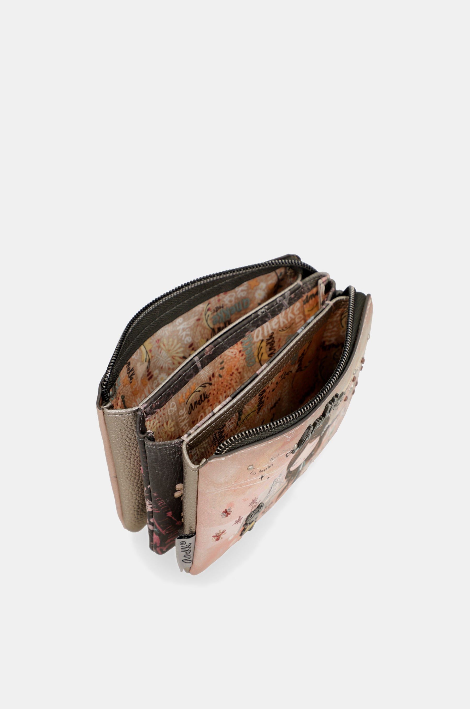 Monedero 3 compartimentos Peace & Love rosa