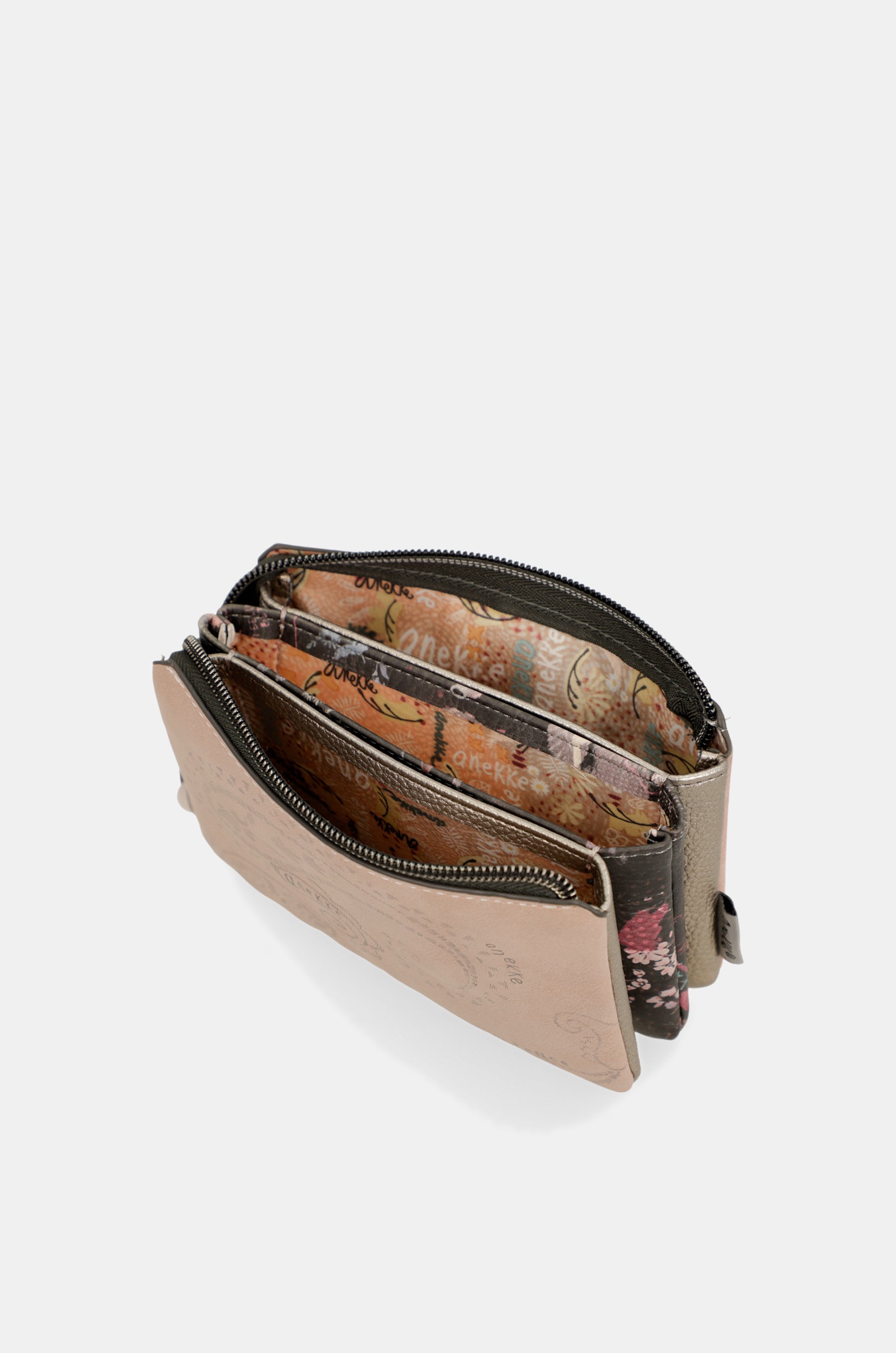 Monedero 3 compartimentos Peace & Love rosa